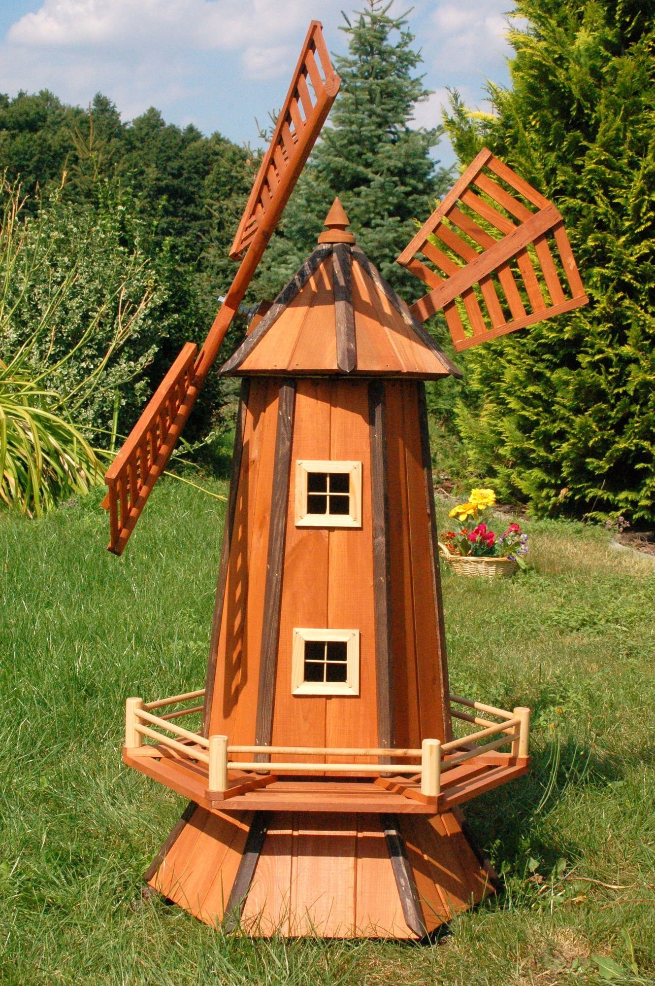 DSH DEKO SHOP HANNUSCH Gartenfigur Windmühle, Garten, Holz Windmühlen, imprägn., Kugelgelagert, 1,3m, wahlw. Solar