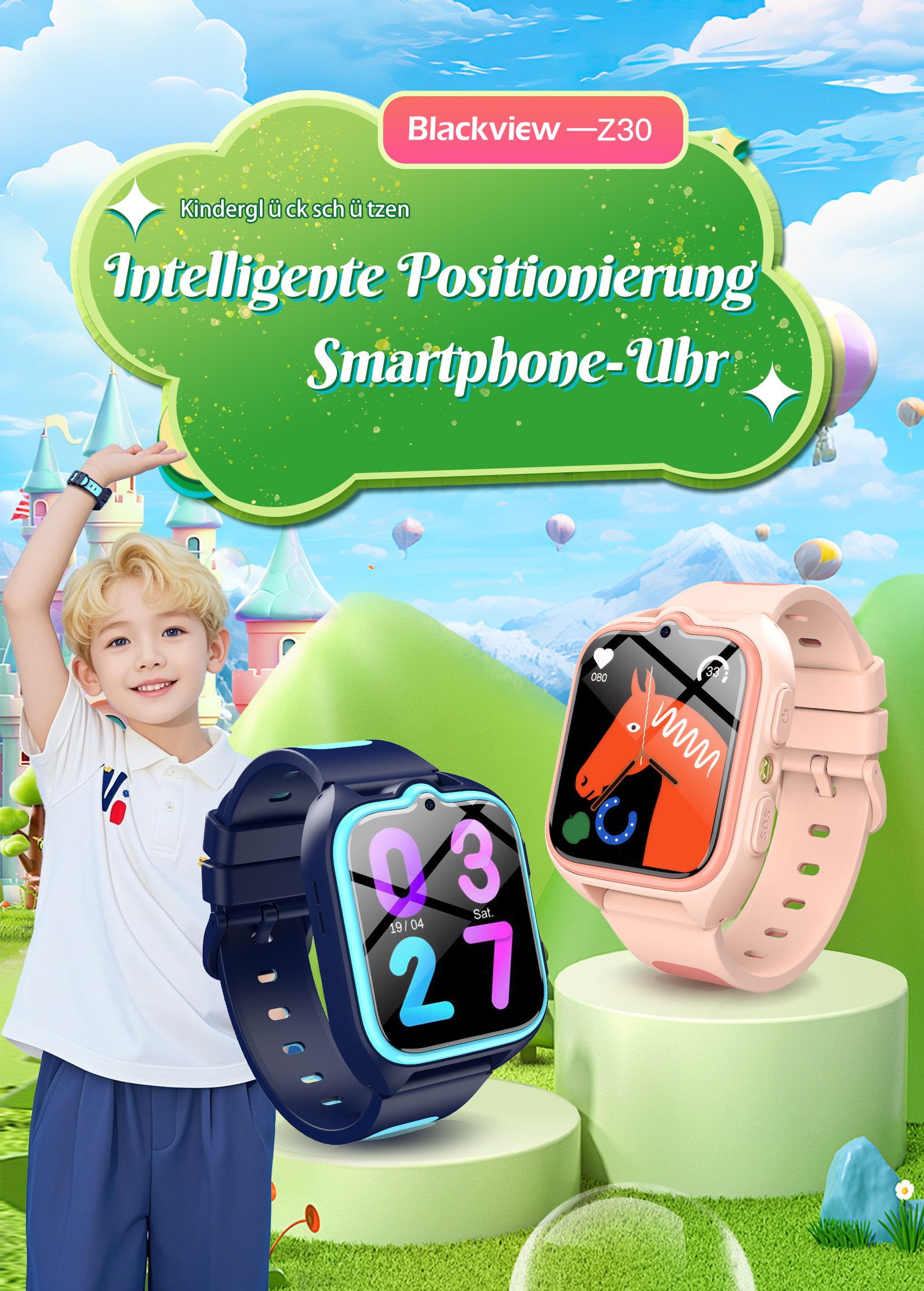 blackview 2026 Neue 4G im 2er-Set mit GPS und Telefonfunktion Kinderuhr Smartwatch, 1,75", GPS+LES+WiFi, 4G-LTE, IP68, SOS, 800mAh, Knips-Freunde​