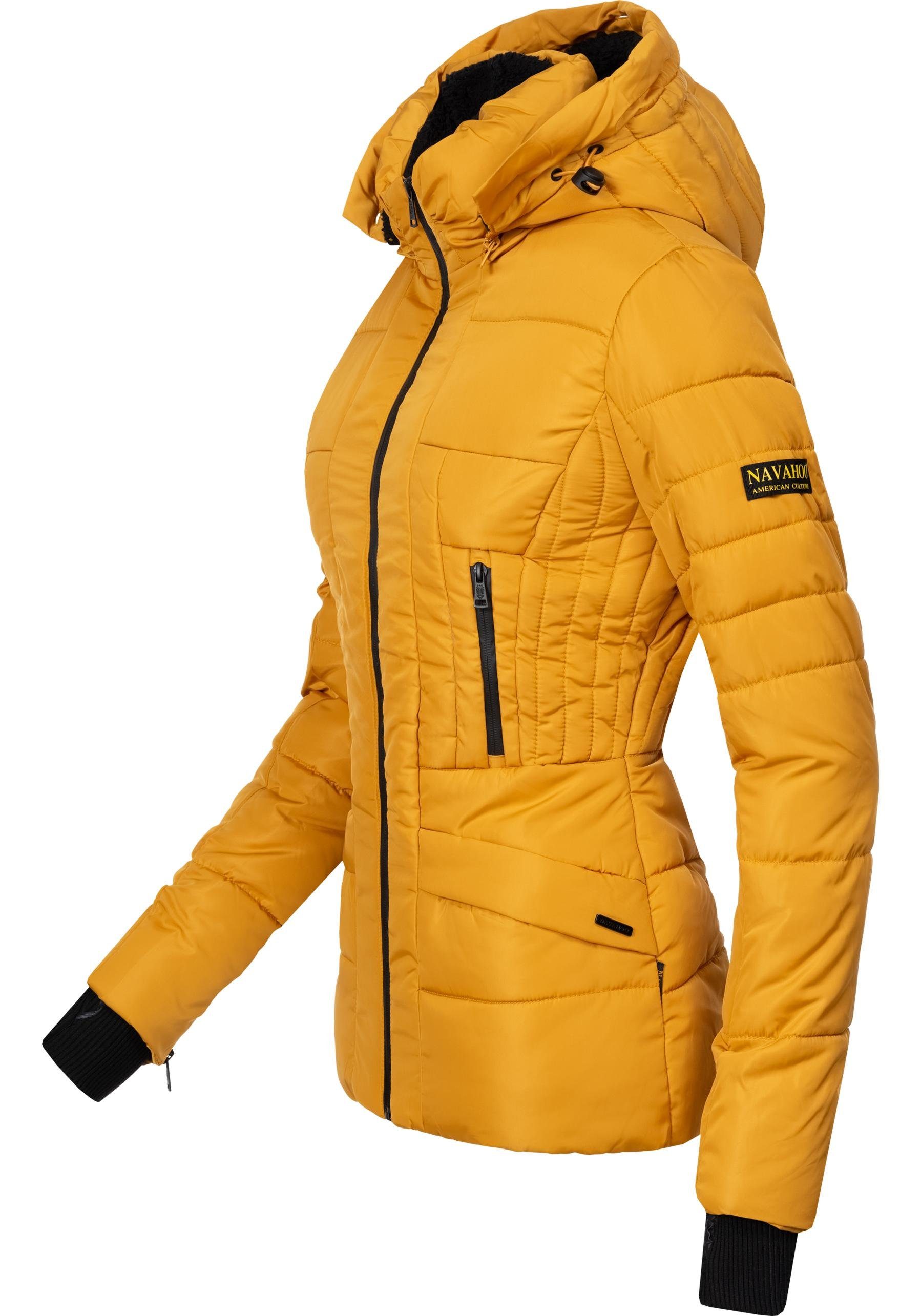 Navahoo Steppjacke Adele hochwertige Winterjacke mit edler Kunstfell- Kapuze – Bild 4 von 5