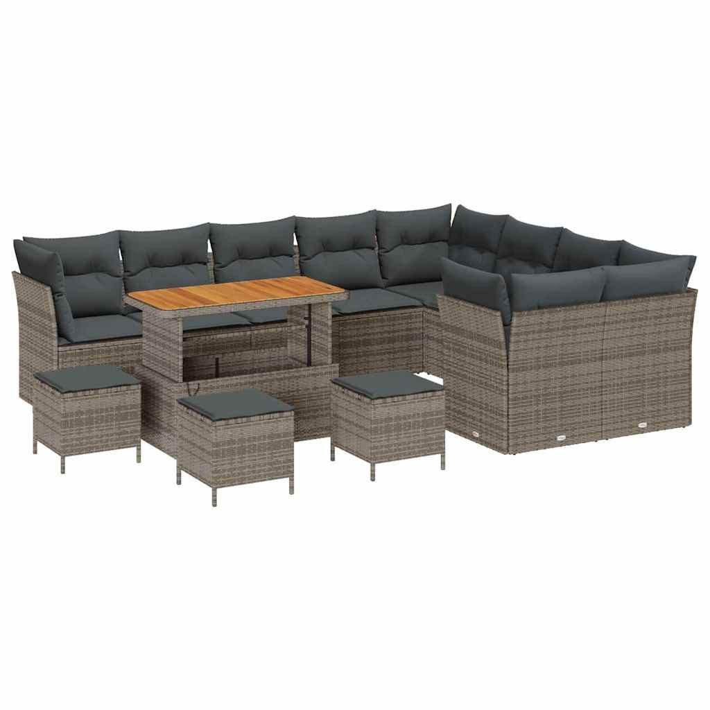 vidaXL Loungesofa Garten-Sofa-Set mit Kissen 13 pcs Grau 110 x 55 x 71 cm, 13 Teile