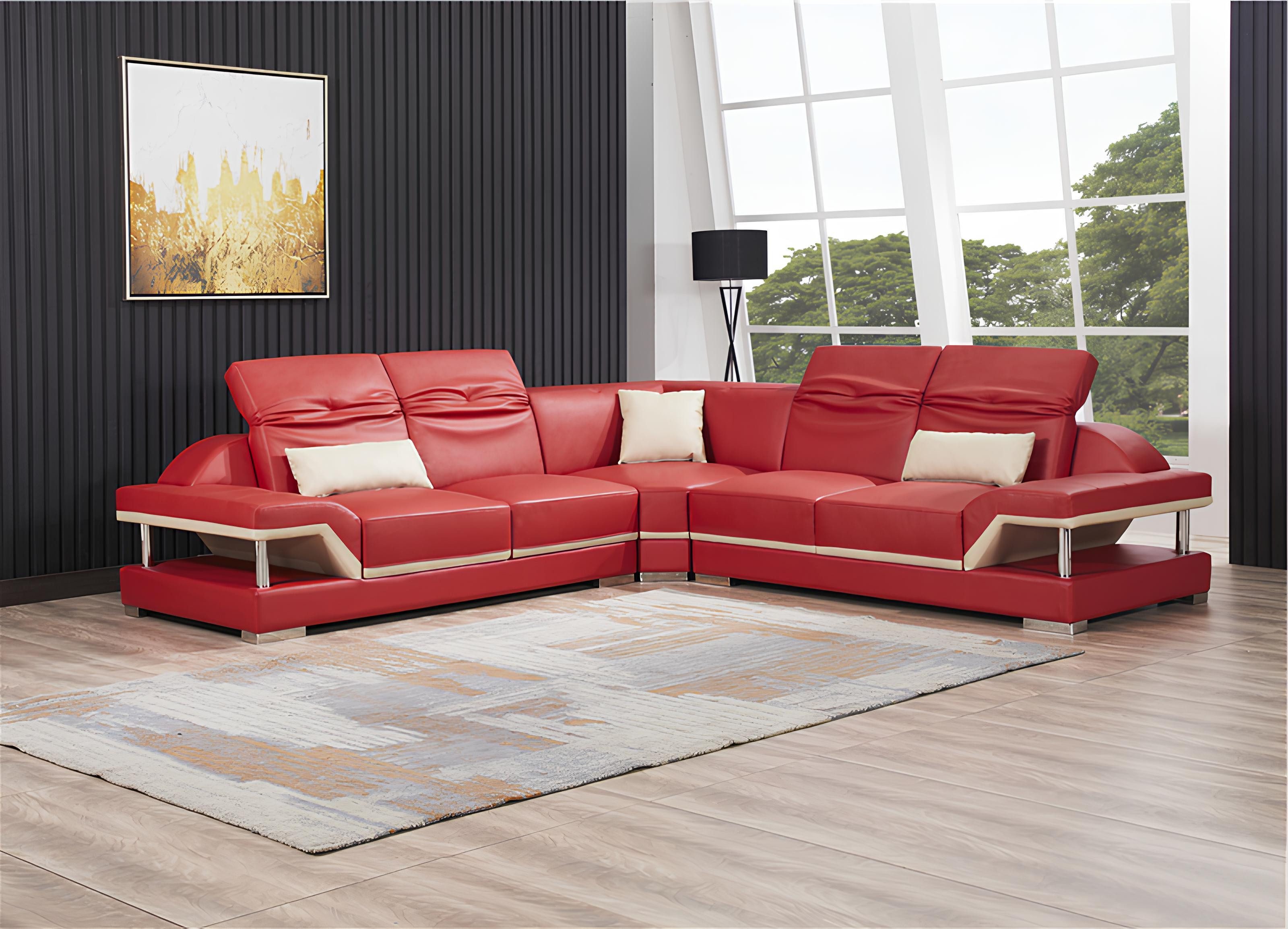 Xlmoebel Ecksofa L-förmige Wohnlandschaft aus hochwertigem Leder in elegantem Design, Hergestellt in Europa
