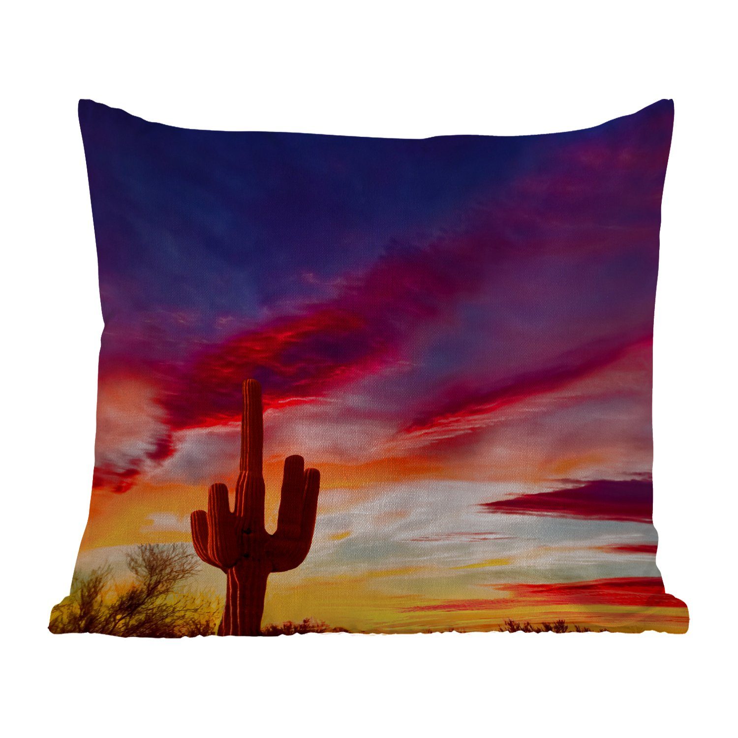 MuchoWow Kaktus - Outdoor Lila - - Rosa, Kissenbezüge, Himmel Dekokissen Sonnenuntergang Dekokissen, Kissenhülle, Dekokissenbezug, -