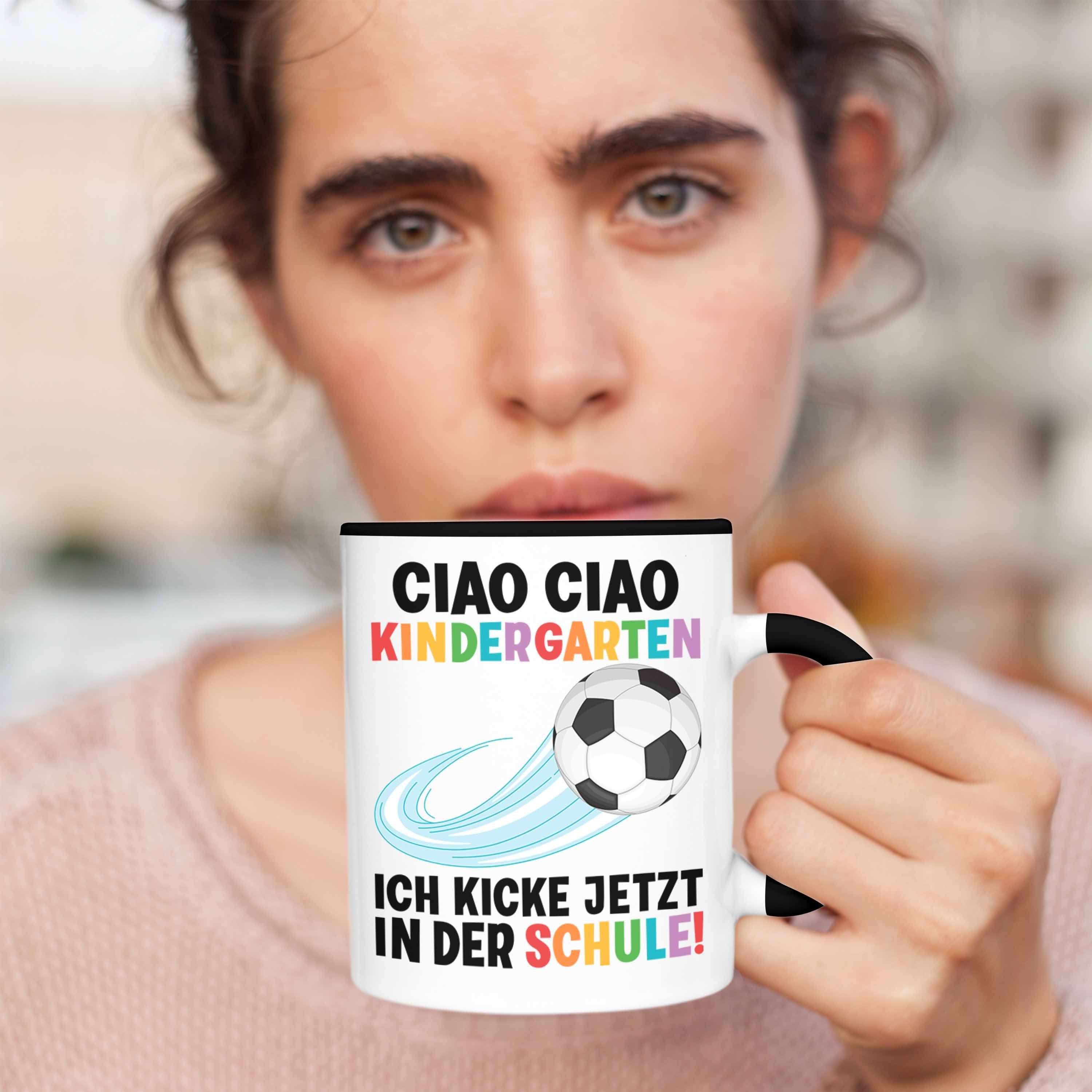 Geschenkidee Trendation 2022 Fußball Schultag Schulstart 1. für Schultüte Füllung Schwarz - Schulanfang Tasse Tasse Junge Einschulung Trendation Schuleinführung Schulkind Geschenk