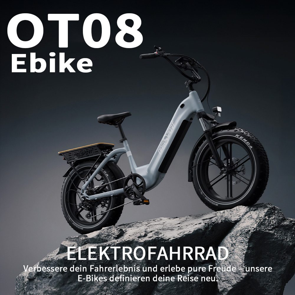 Onesport E-Bike Cityrad 20  4,0 Zoll E-Fahrrad Damen u. Herren 864WH Pedelec, 48V 18AH 130 km, Kettenschaltung, Heckmotor, 864 Wh, (Beleuchtungsset mit Batterieladegerät, Batterieschlüssel, Werkzeug), E-Bike mit hydraulischen Bremsen, 20" Fat-Reifen & App-Steuerung