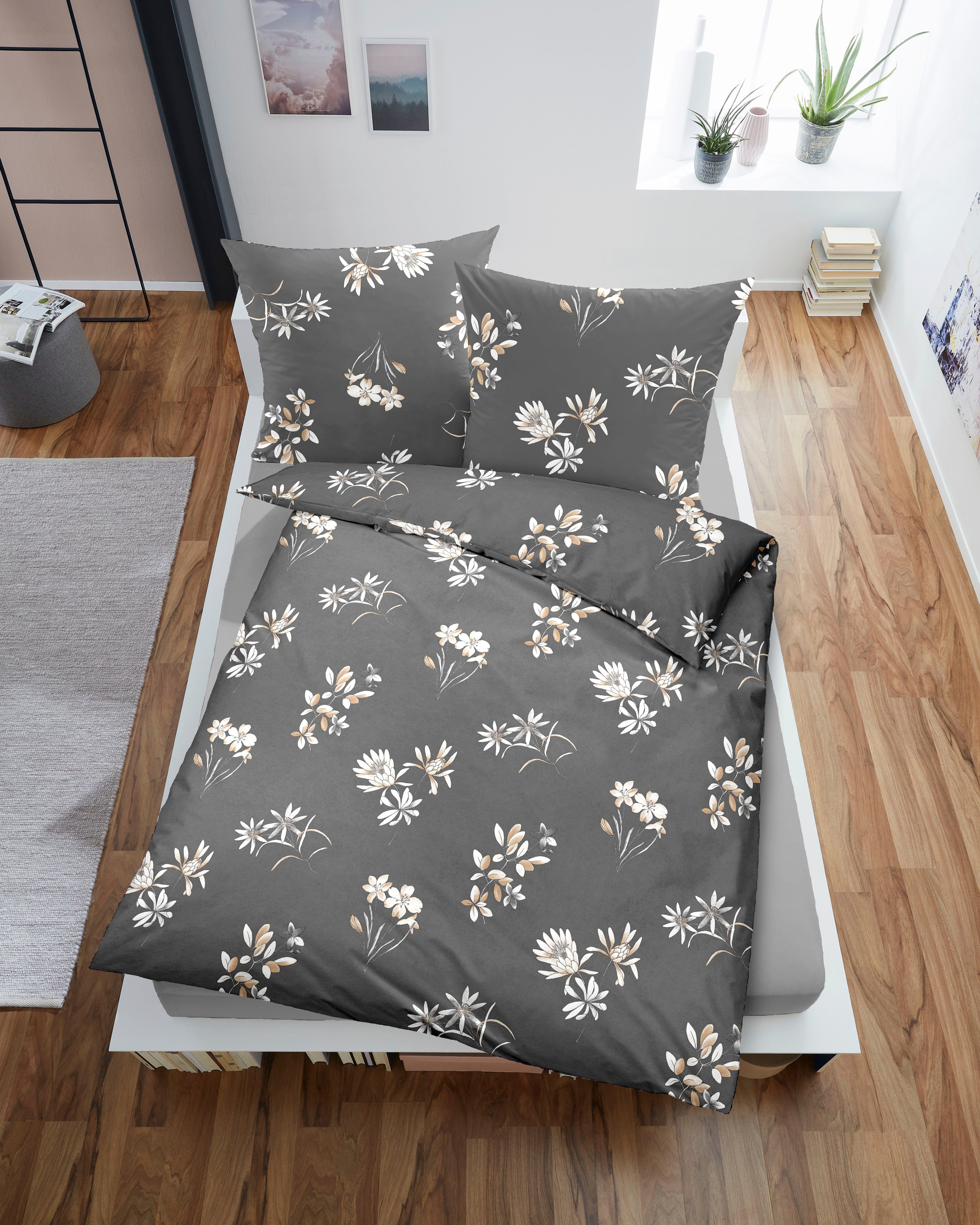 Dormisette Bettwäsche Blumen, Biber, 2 teilig, mit Blumen