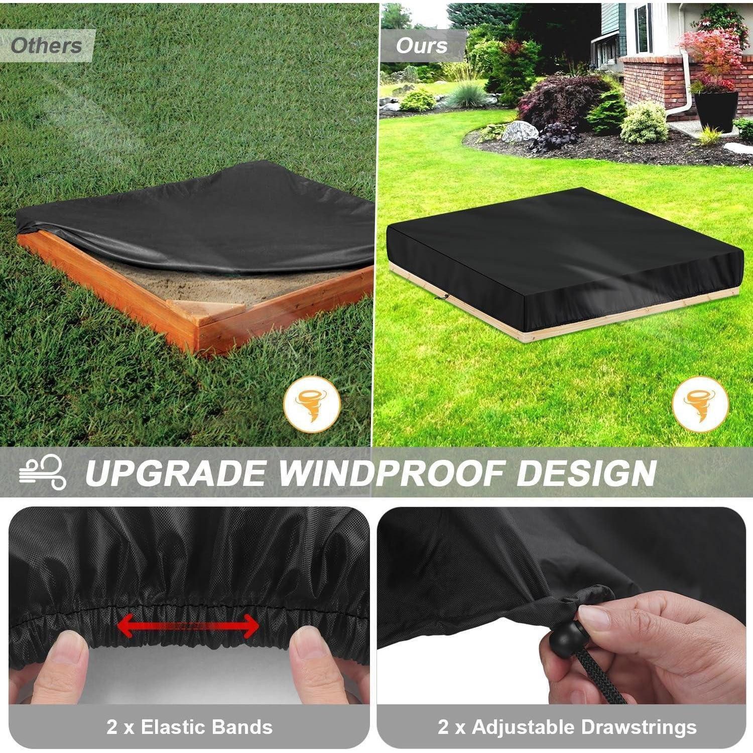 LuxusKollektion Sandkasten-Abdeckplane Sandkastenabdeckung 420D Oxford wasserdicht Schutzhülle 120x120x20cm