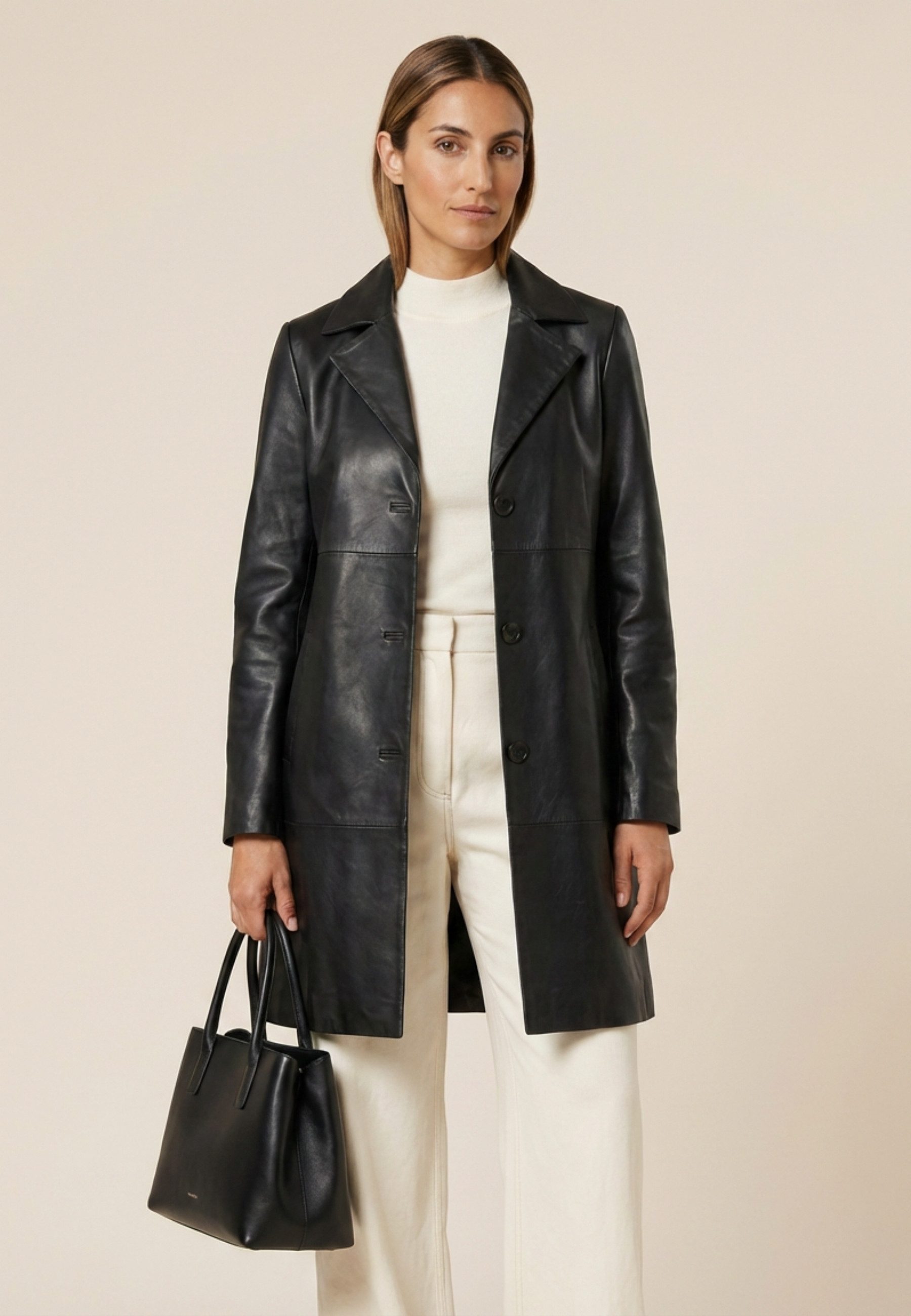 RICANO Ledermantel Marzia Handgefertigt aus echtem Leder