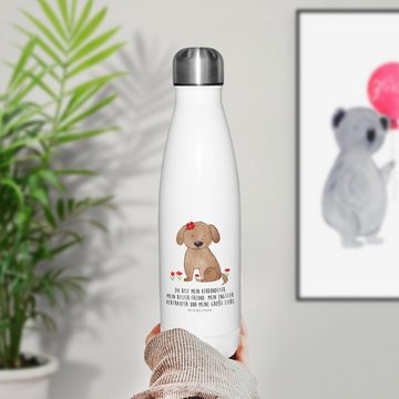 Mr. & Mrs. Panda Thermoflasche Hund Dame - Weiß - Geschenk, Hundedame, niedlich, Thermos, Hundeglück, Liebevolle Designs