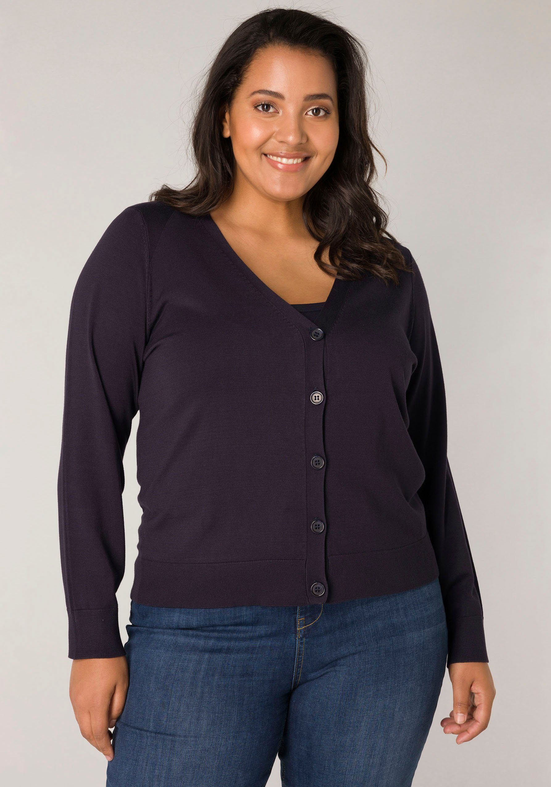 Cardigan BAS-YVONNE Level Curvy dark blue Base