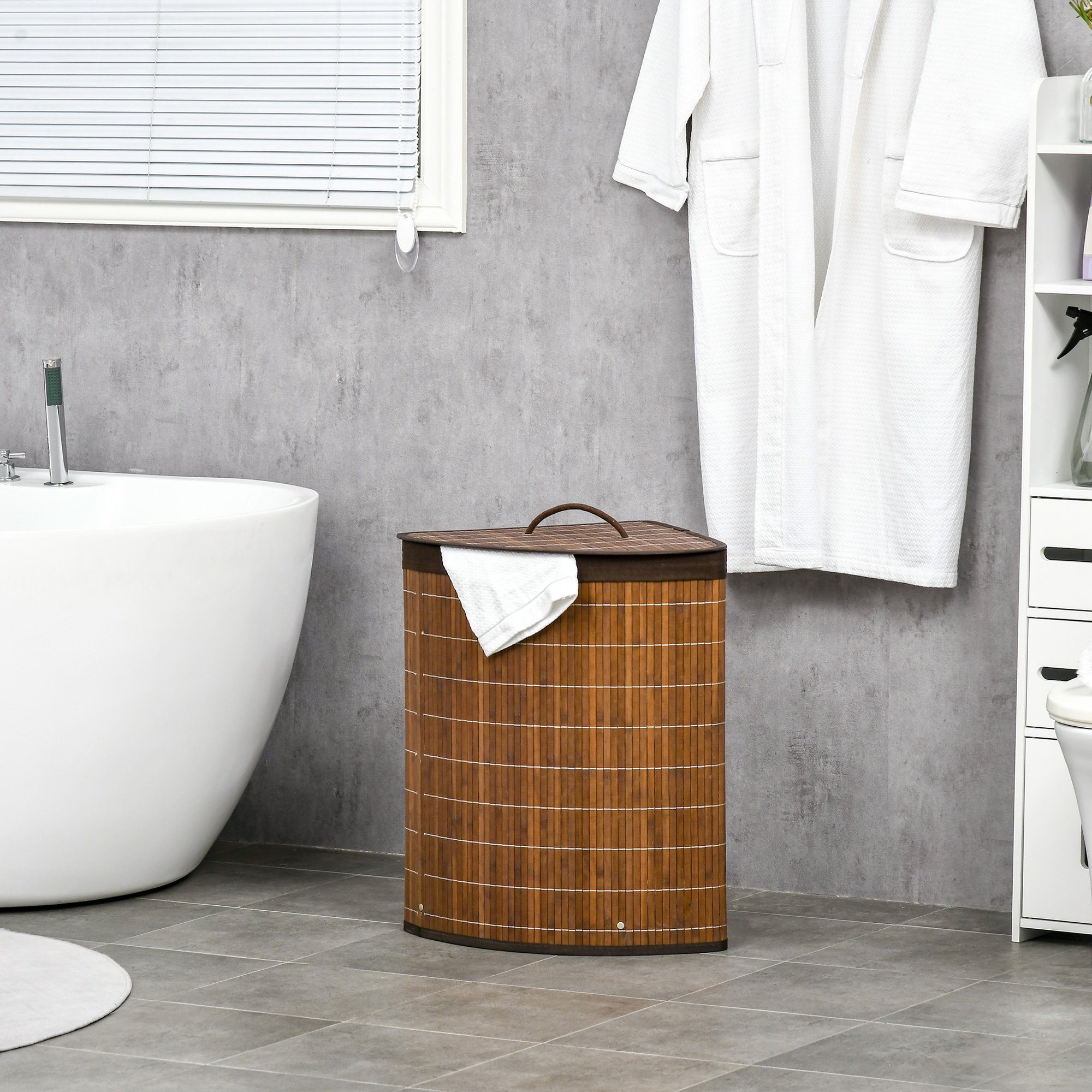 HOMCOM Wäschekorb mit Deckel 55L Laundry günstig online kaufen