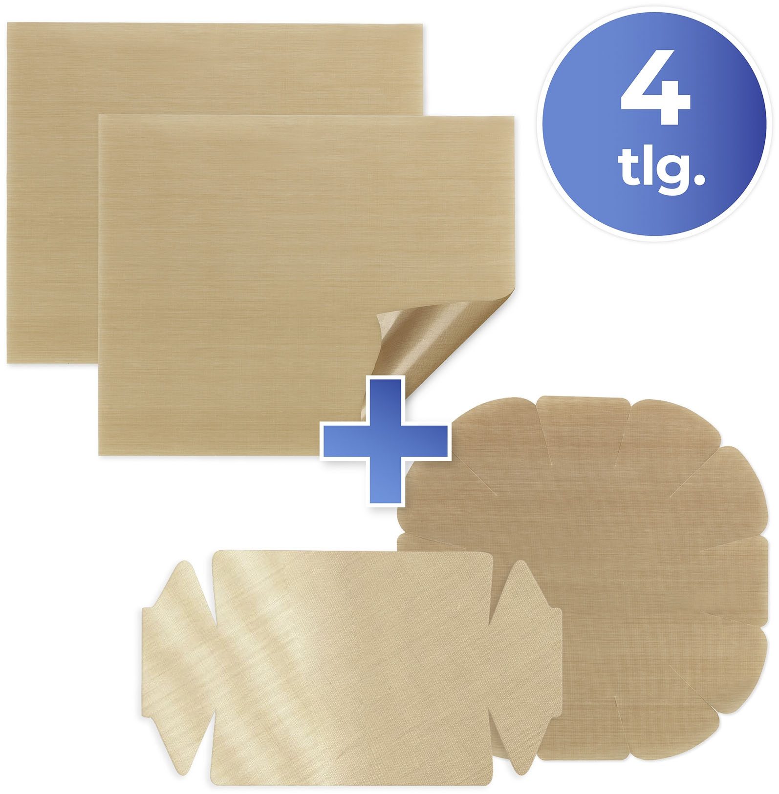 Maximex Backmatte Antihaft-Zuschnitt, Kunststoff (Set, 4-tlg), für runde und eckige Backformen, wiederverwendbar