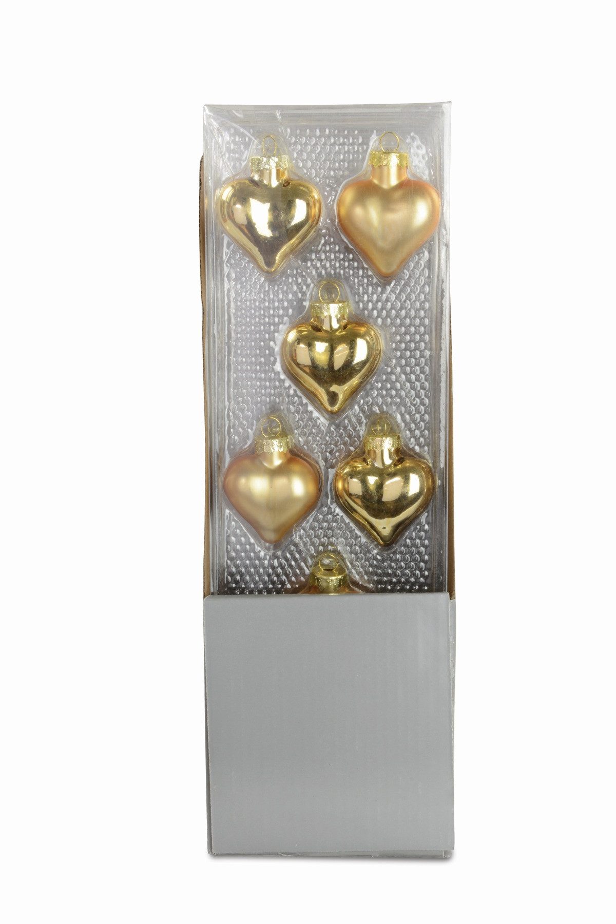 Weihnachtsbaumkugel Christbaumschmuck Herzen, 8er Set Gold Matt & Gla