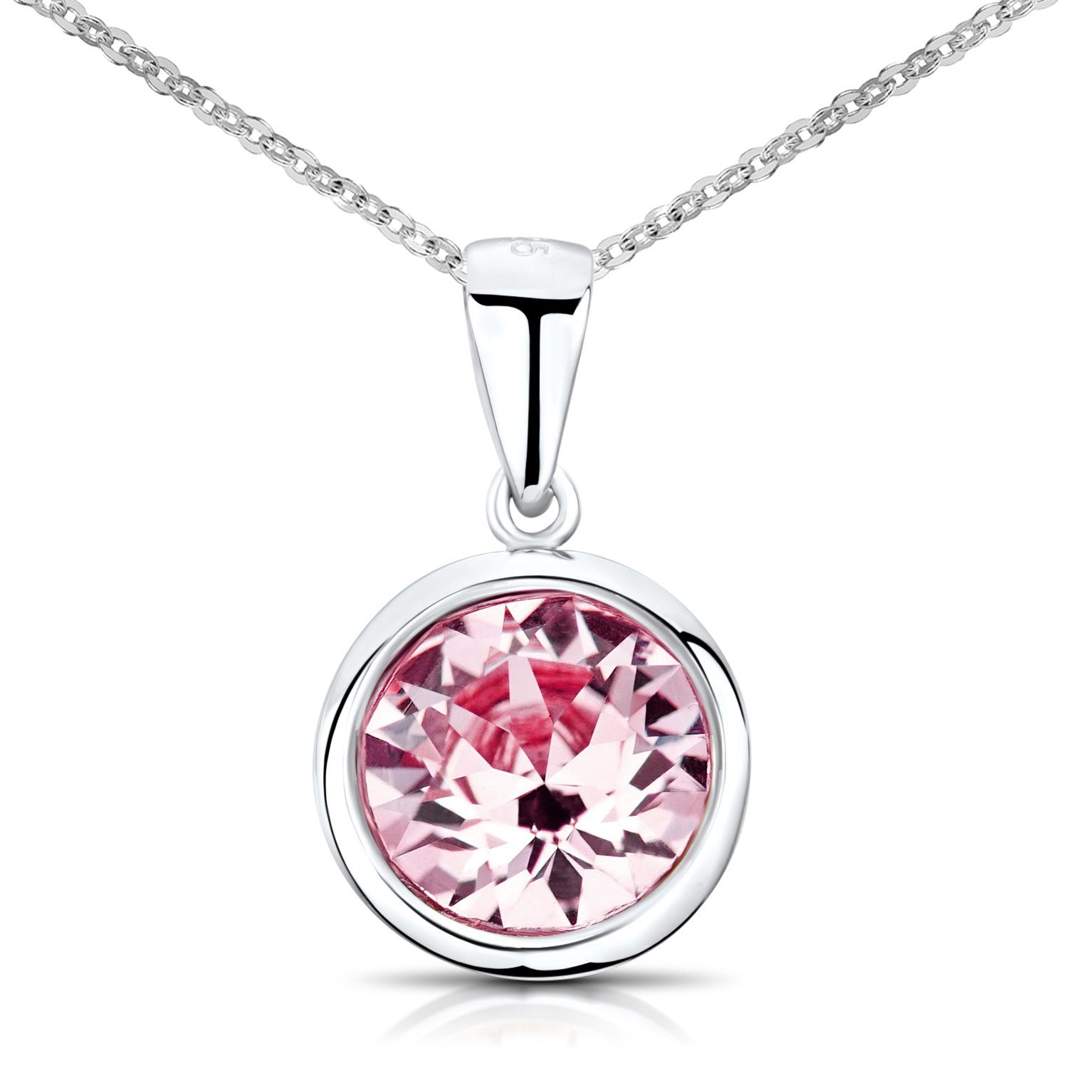 Materia Kristallanhänger Damen Kristallanhänger Ø10mm Rosa KA-462, aus 925 Sterling Silber, rhodiniert
