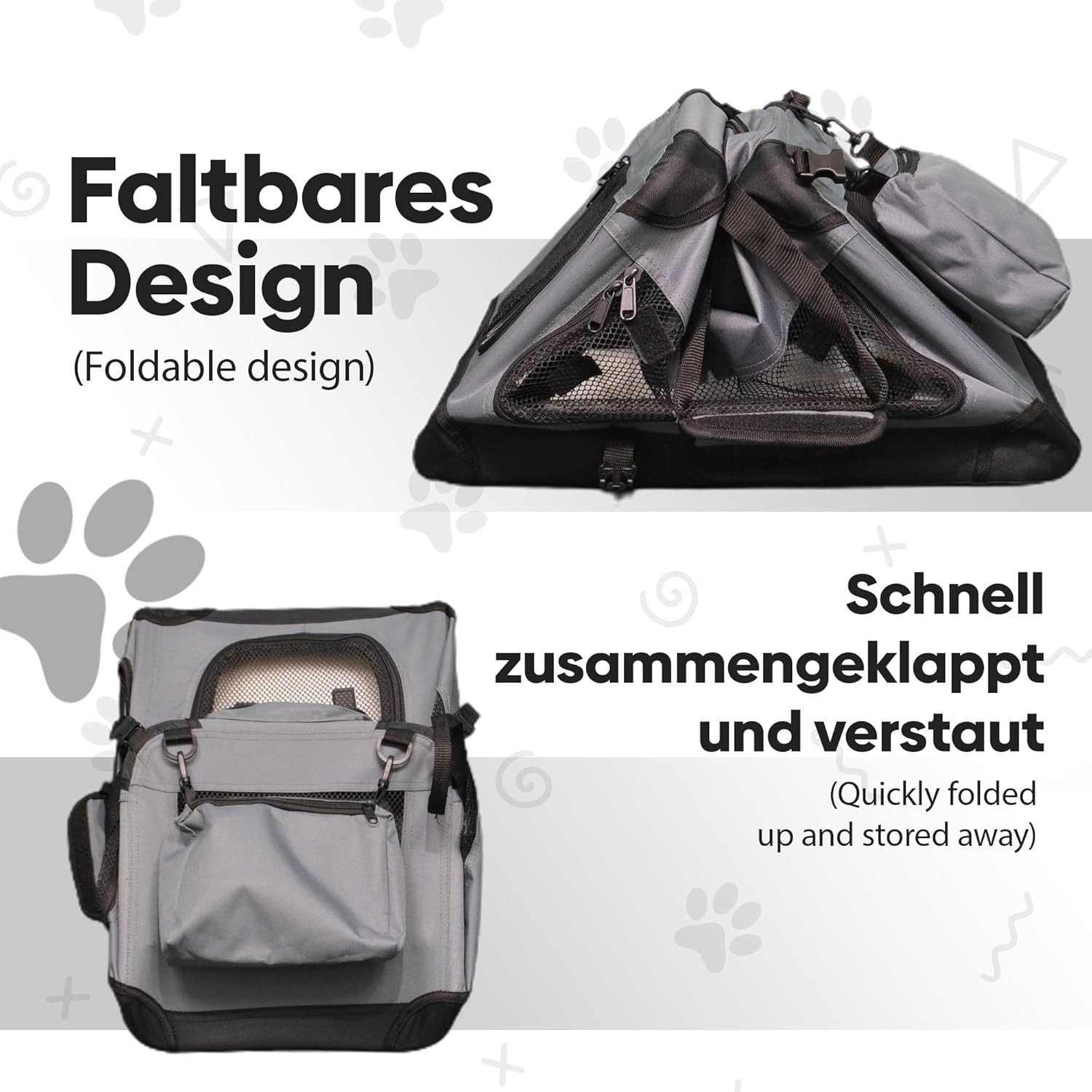 Defactoshop Tiertransportbox Transporttasche Hundebox faltbar Hundetasche für Katze Haustiere