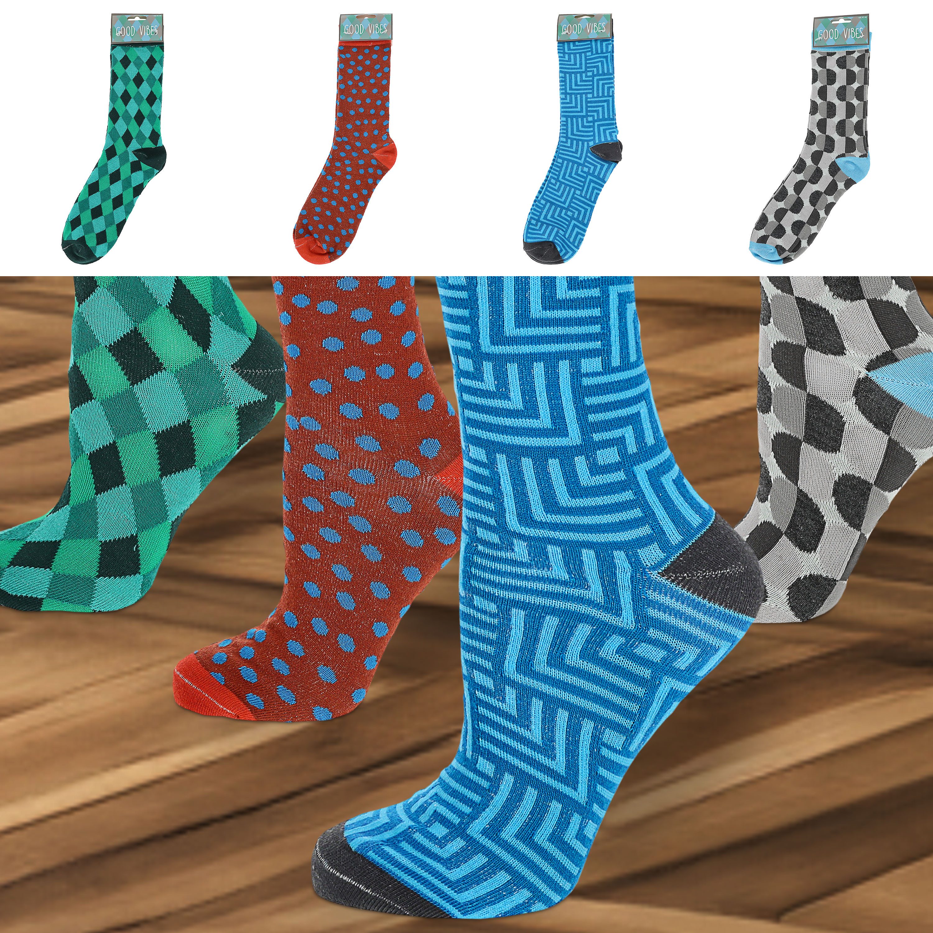 CEPEWA Socken Herrensocken Color 4er Pack 42-46 bunt Polyester Baumwolle Elasthan