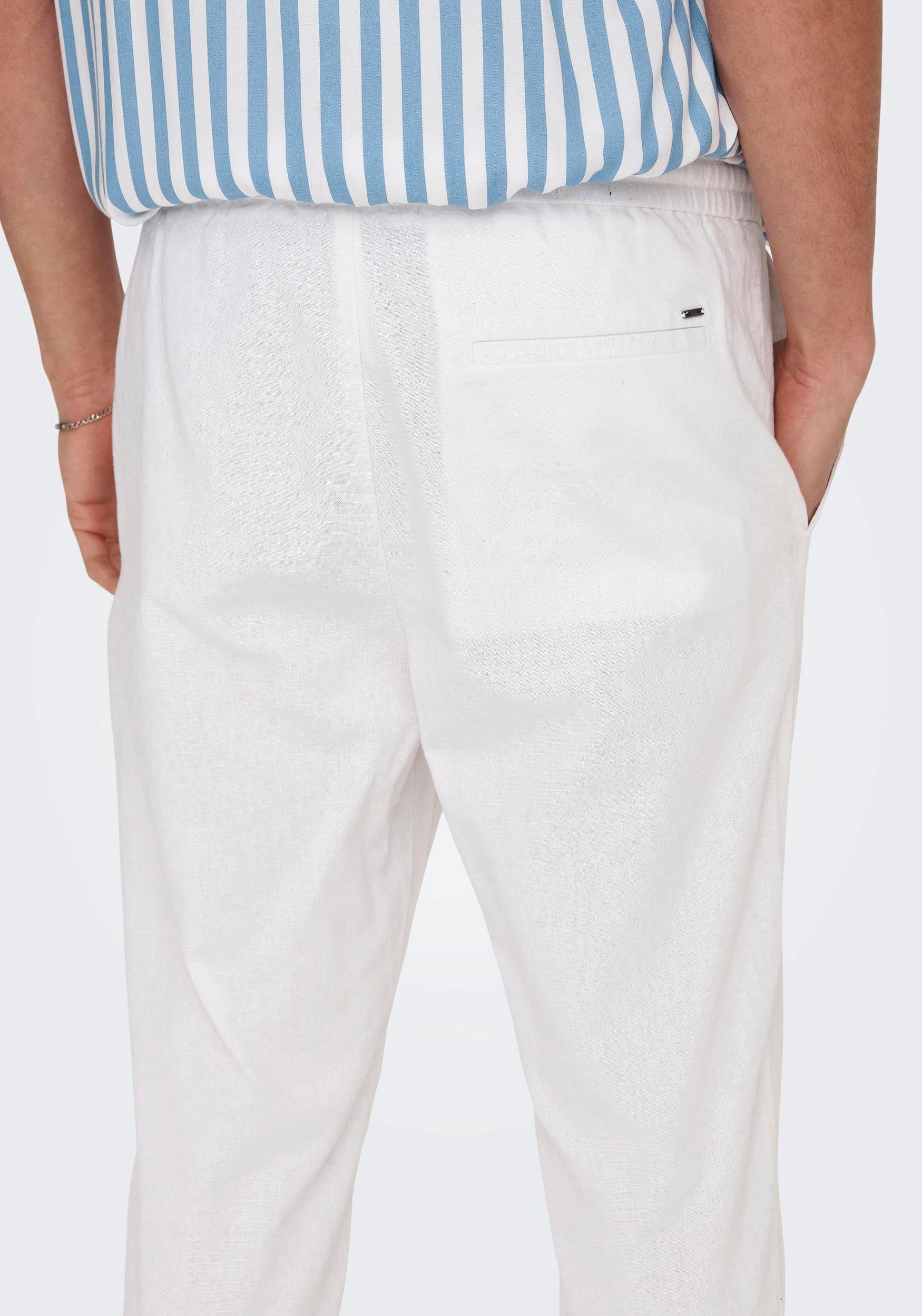 ONLY & SONS Schlupfhose ONSLINUS CROP 0007 COT LIN PNT NOOS Baumwolle mit Leinen, Gummizug und Kordel – Bild 3 von 5