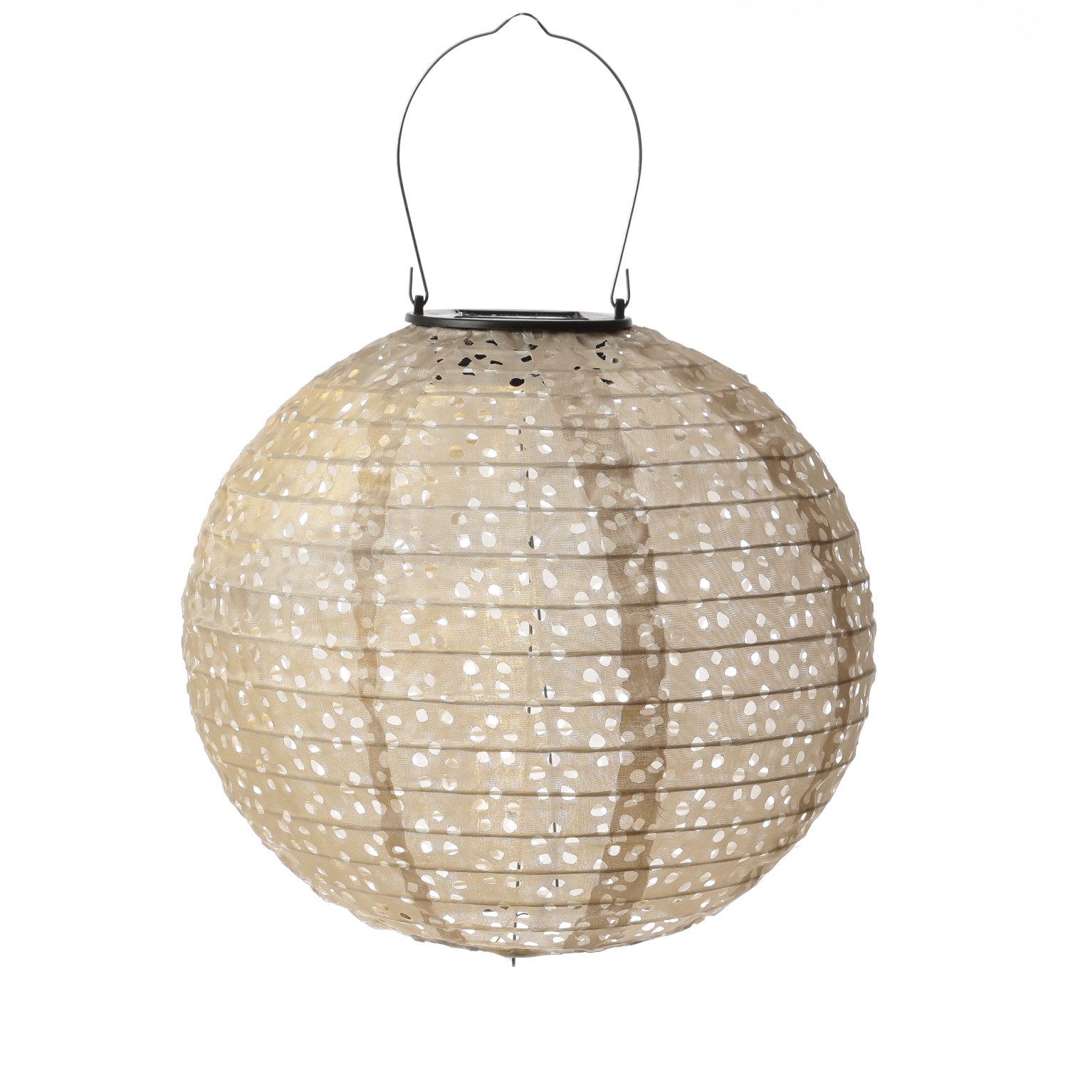 MARELIDA LED Lampion Solar Gartenlampions Blumenmuster beige Party Balkon Terrasse 2 Stück, LED Classic, warmweiß (2100K bis 3000K)