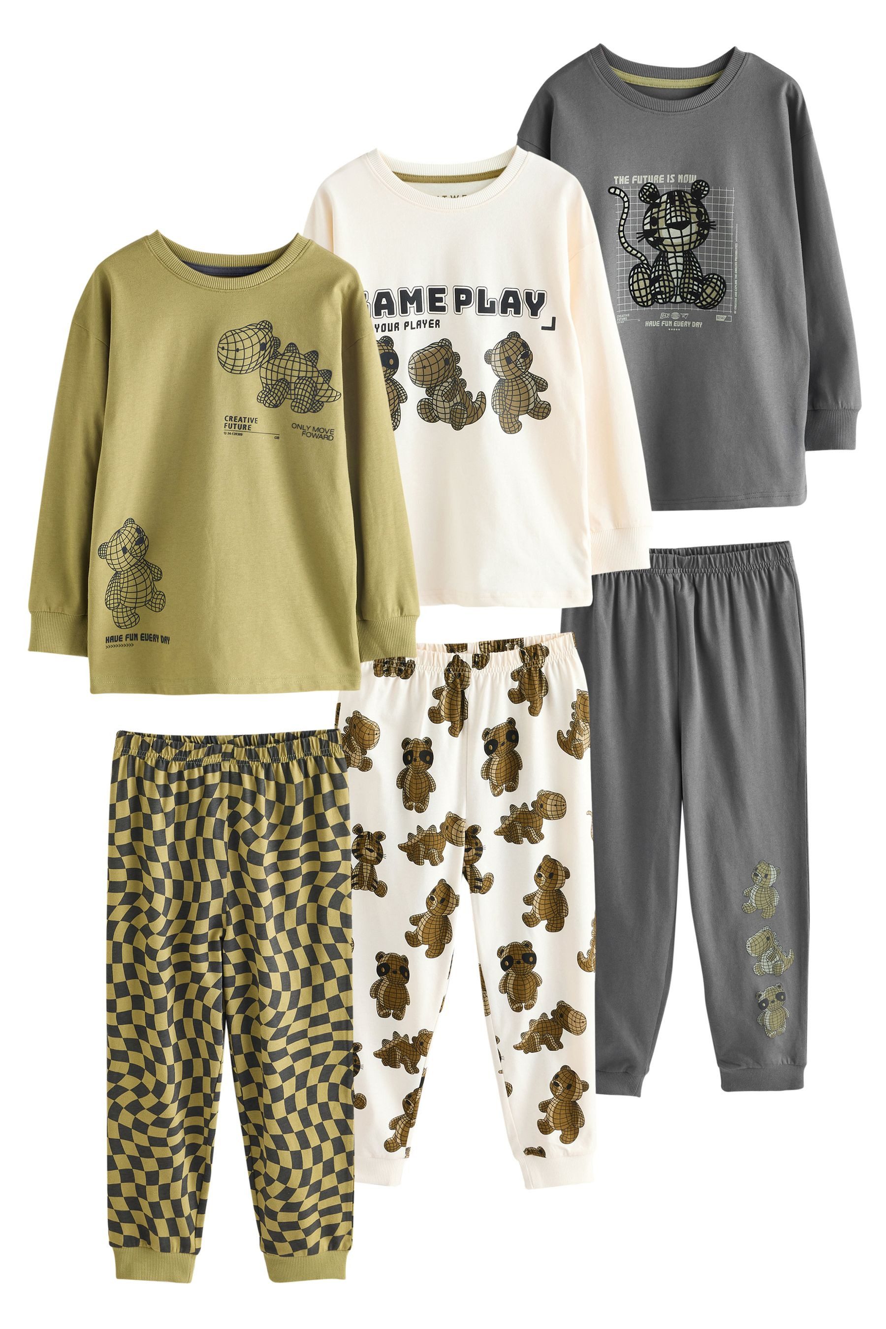 Pyjama Schlafanzug aus Baumwolle, 3er-Pack