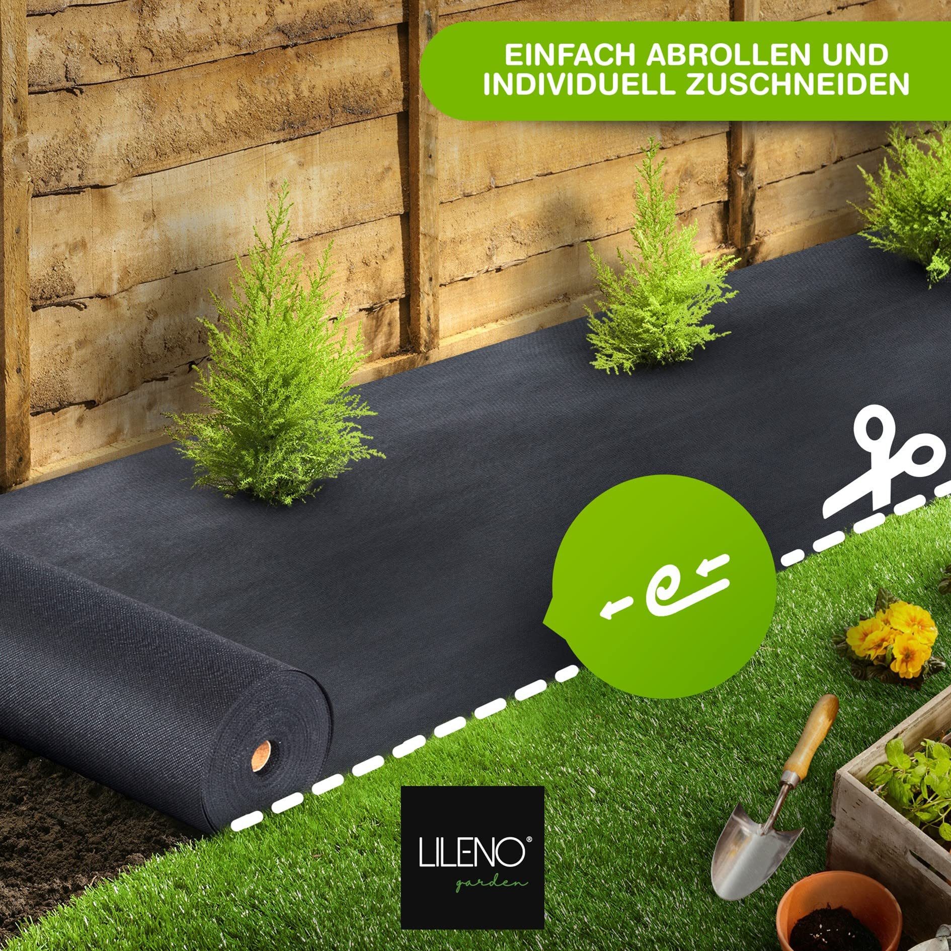 LILENO HOME Gartenvlies Unkrautvlies - Gartenvlies gegen Unkraut, auch als Unkrautgewebe, 25m² [50 g/qm] - Garten Unkrautfolie Wasserdurchlässig
