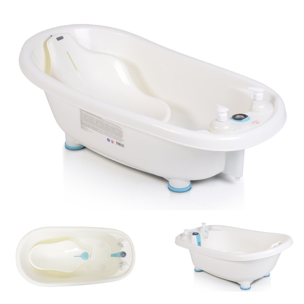 Moni Babybadewanne Set Bubble, Thermometer, Sitz, Duschgel- und Shampoospender, Badewanne mit Sitz