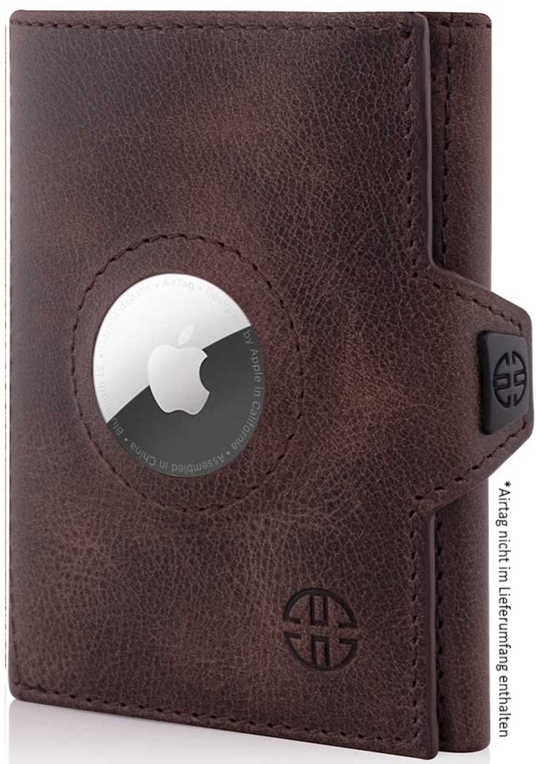 Trusador Geldbörse AirTag 'Verona' - Leder-Wallet mit AirTag- & Münzfach (Handarbeit, Handmade in Europe), Vollnarbenleder, AirTag Wallet Herren & Damen