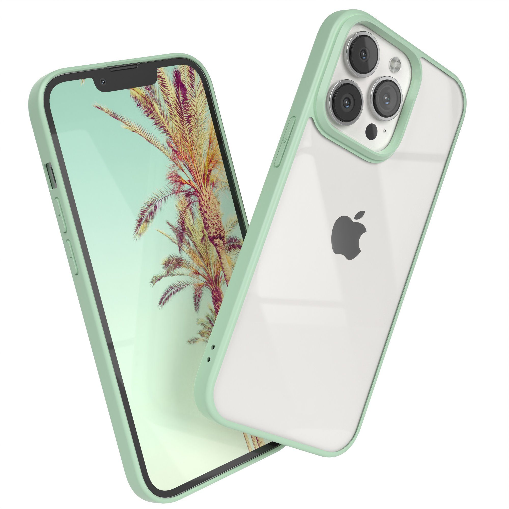EAZY CASE Handyhülle Bumper Case für Apple iPhone 13 Pro 6,1 Zoll, Schutzhülle mit Kameraschutz Slim Cover Durchsichtig kratzfest Grün