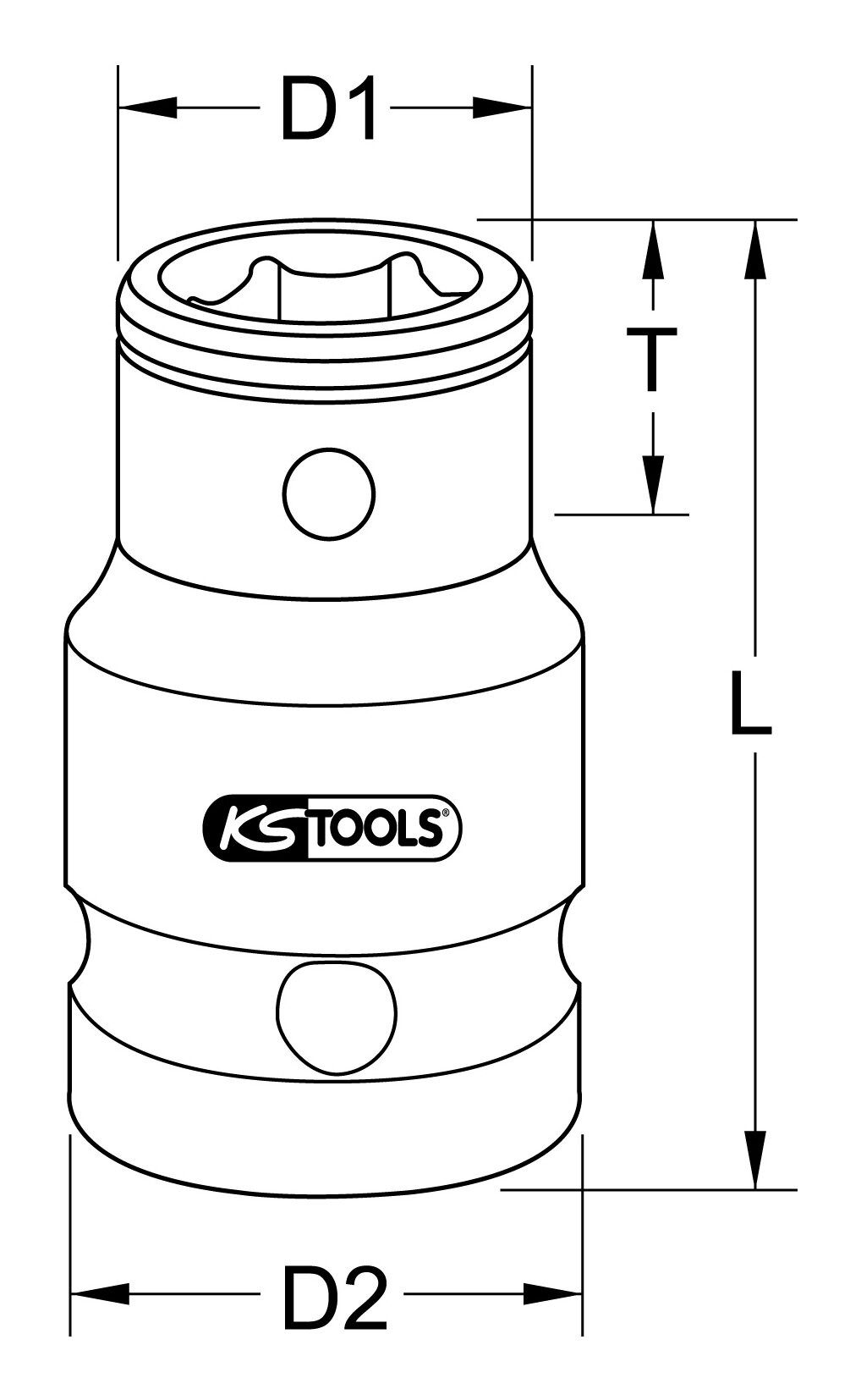 Thumbnail - KS Tools Bit-Adapter, 1/2" Stecknuss, 1/2" x 5/16", 38 mm