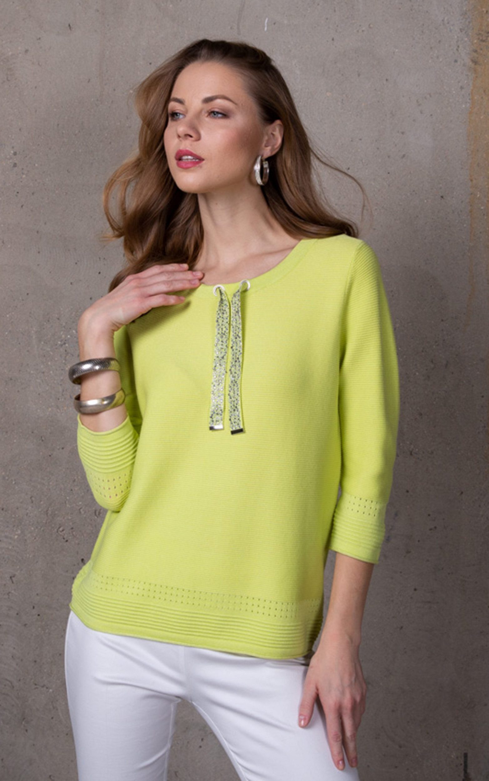 Passioni 3/4 Arm-Pullover mit Glitzerkordel am günstig online kaufen