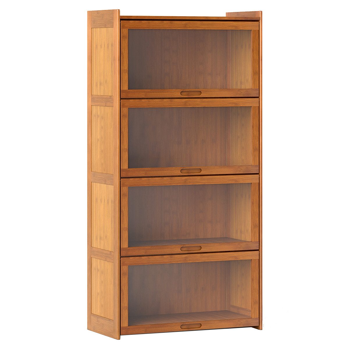 COSTWAY Bücherregal, mit Acryltüren, Vitrinenschrank Bambus günstig online kaufen