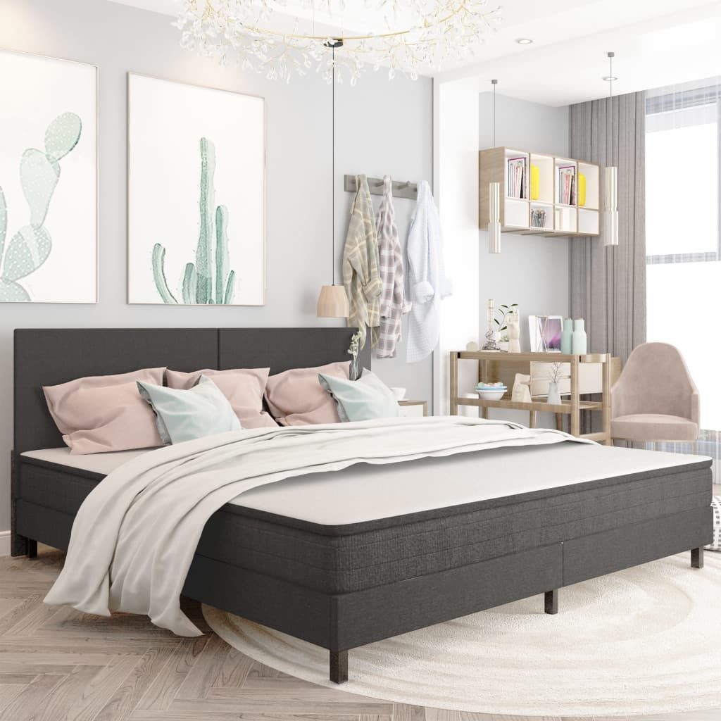 vidaXL Boxspringbett Boxspringbett Dunkelgrau Stoff 200x200 cm Doppelbett B günstig online kaufen