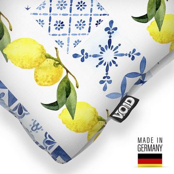 Kissenbezug, VOID (1 Stück), Mediterranes Muster Zitronen mediterran mittelmeer zitrone küche flie
