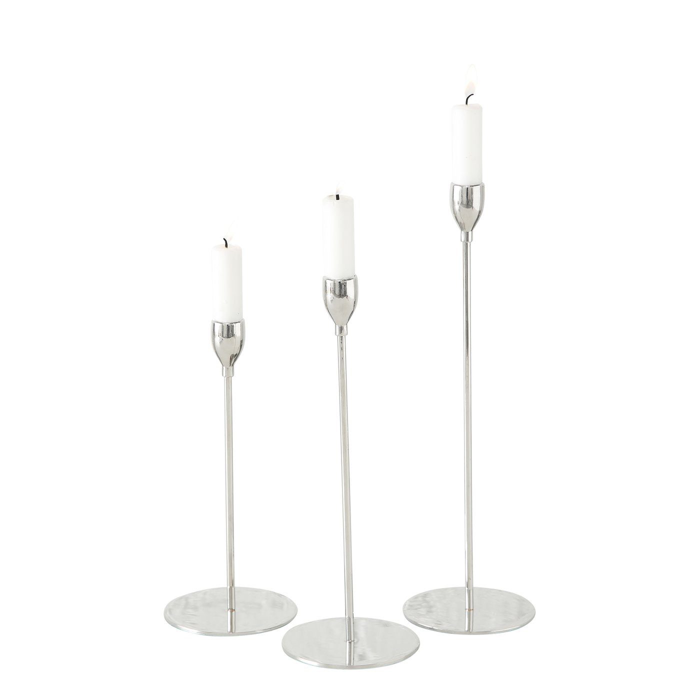 MF Kerzenständer Kerzenleuchter Set Nordic Glow – 3-teilig in glänzendem Silber (1 St)