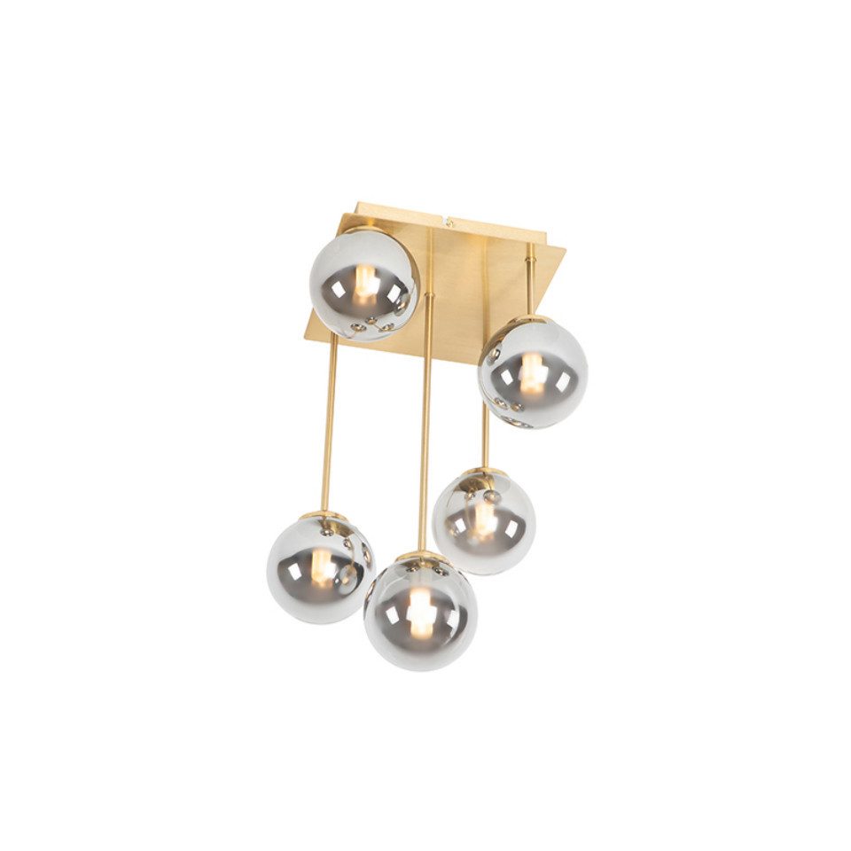 Qazqa Deckenleuchte Athens, ohne Leuchtmittel, Warmweiß, QAZQA Deckenleuchte, g9, Gold, Glas, Landhaus