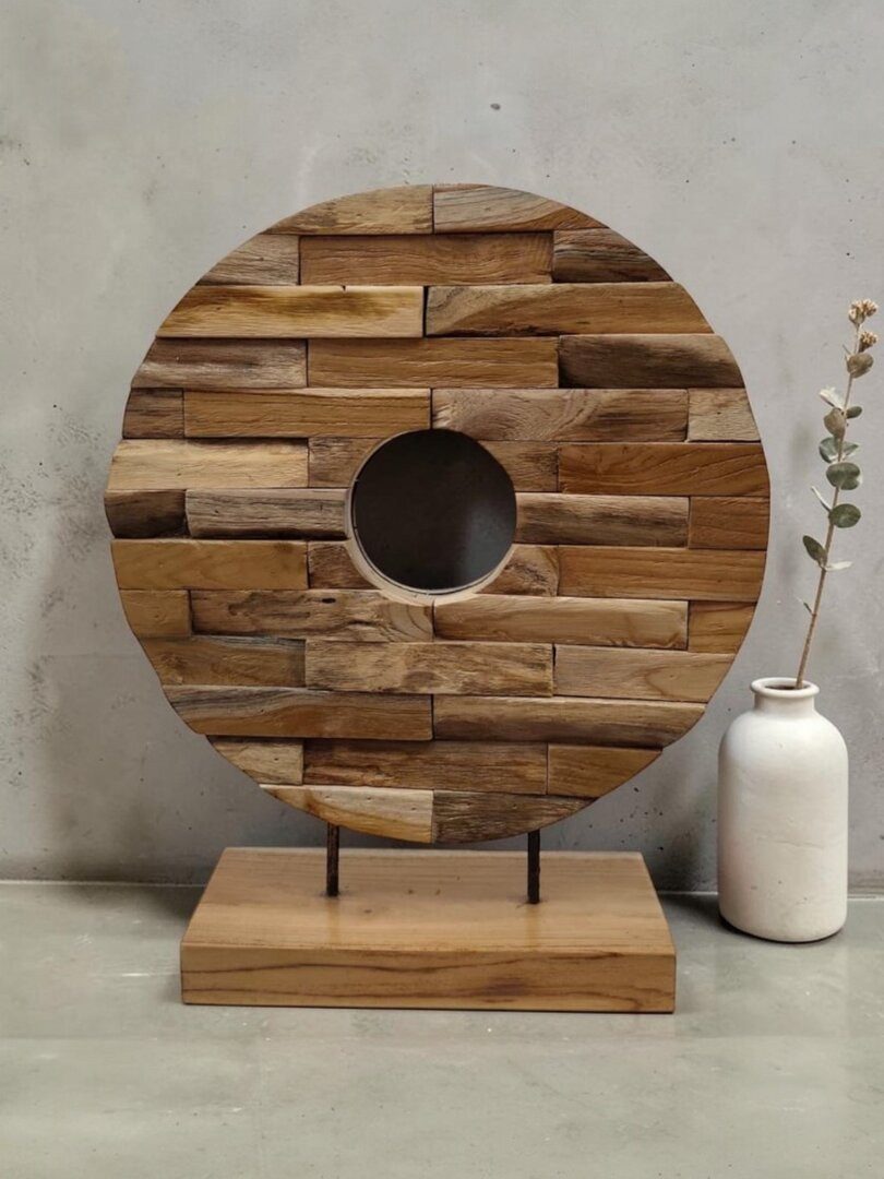 Kinaree Dekoobjekt Massivholz Skulptur Wagenrad, recyceltes Altholz, 40 cm Durchmesser (1 St)