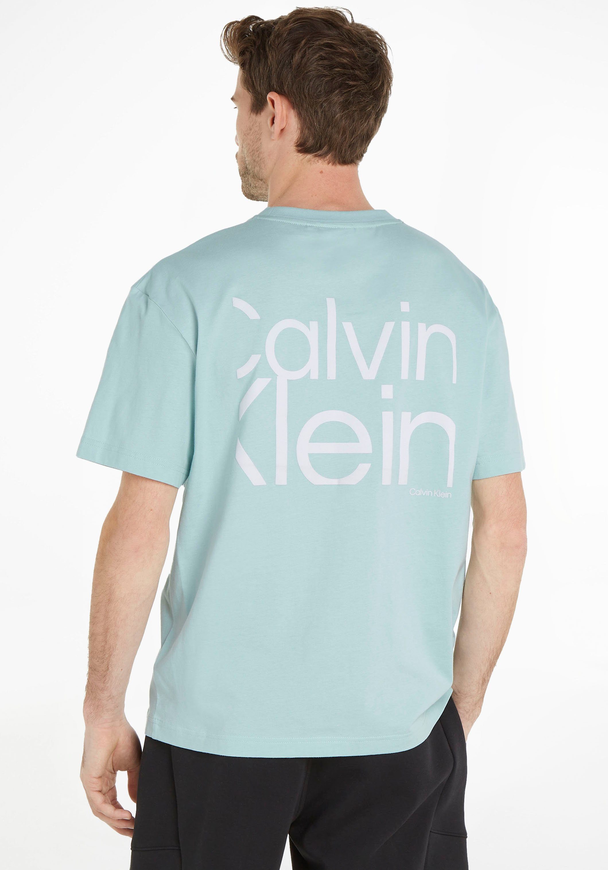 Calvin Logodruck ghost Calvin hinten green Kurzarmshirt und mit Klein Klein vorne