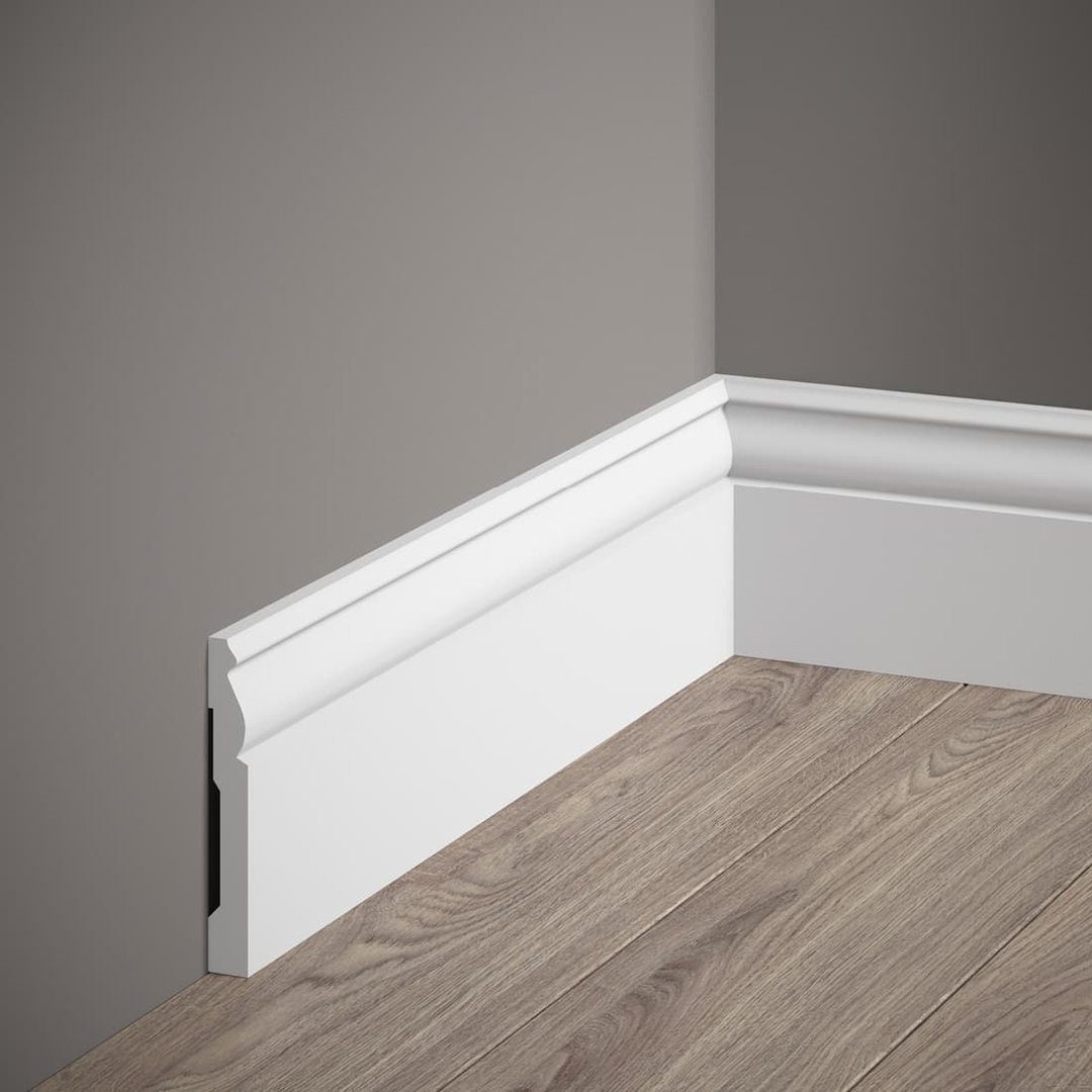 PROVISTON Sockelleiste Polystyrol, 12 x 94 x 2000 mm, Weiß, Kunststoff Fußleiste