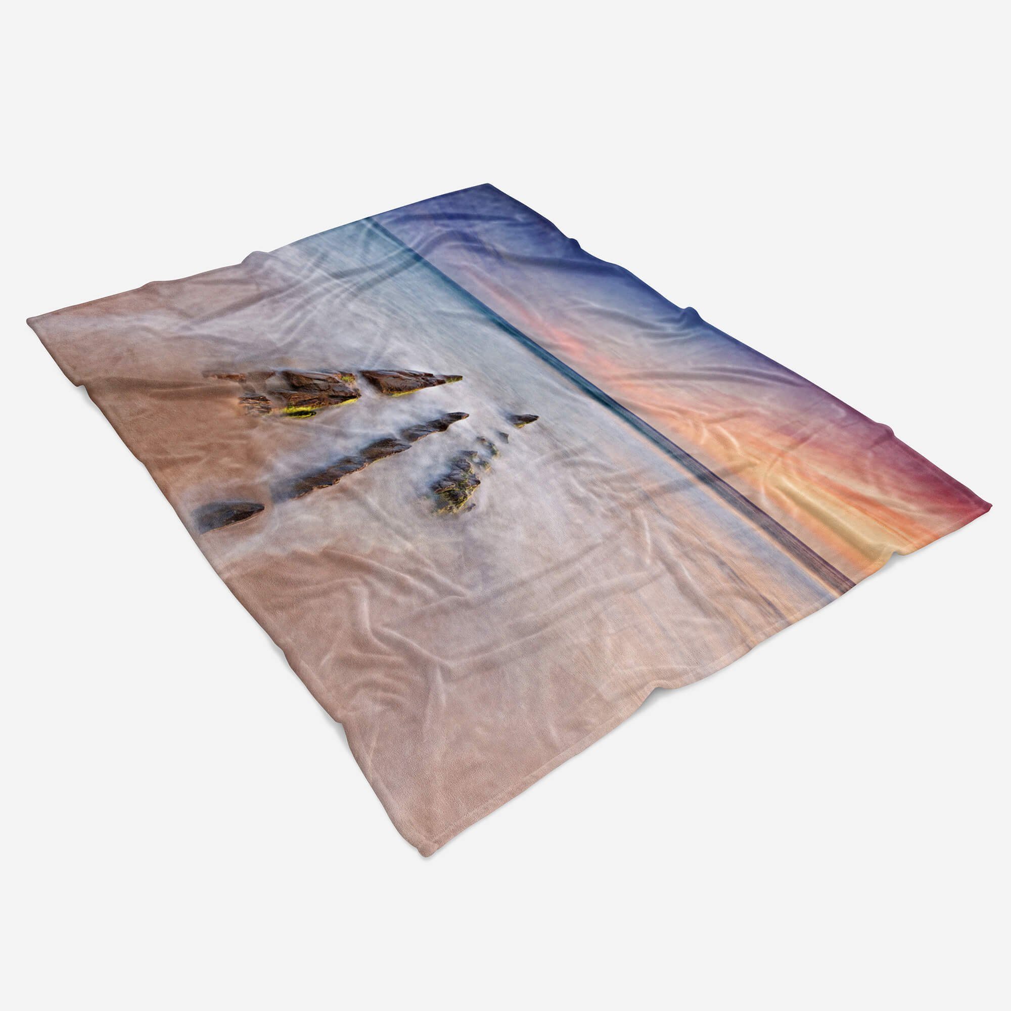 (1-St), Fotomotiv Saunatuch Handtücher mit Strandhandtuch Kunstvoll, Sinus Baumwolle-Polyester-Mix Art Kuscheldecke Horizont Handtuch Handtuch
