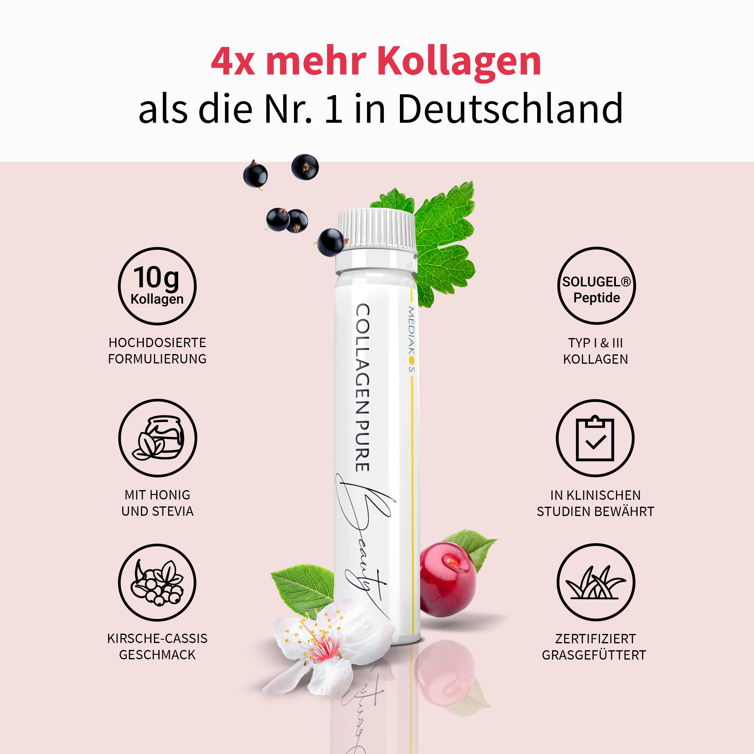 COLLAGEN PURE COLLAGEN PURE Beauty – 10 g Kollagen Trinkampullen, Mit Vitamin C, Biotin & Kupfer für Deinen natürlichen Glow-Effekt à 28 St., 700 ml
