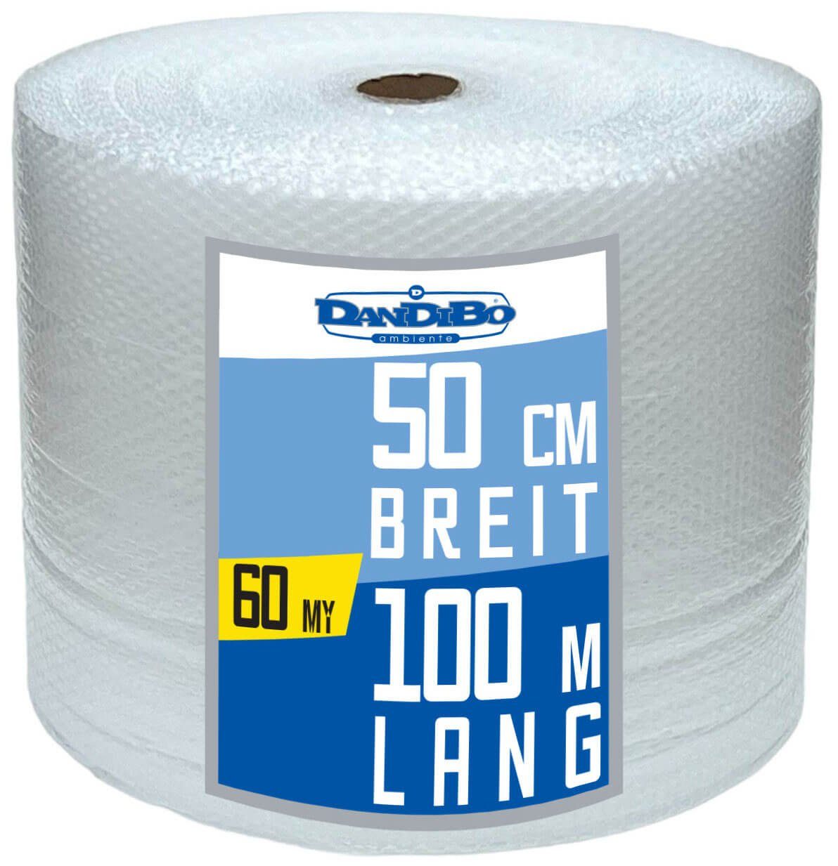 DanDiBo Schutzfolie Luftpolsterfolie 50 cm x 100 m 60 my Stark Polsterfolie Umzugsfolie