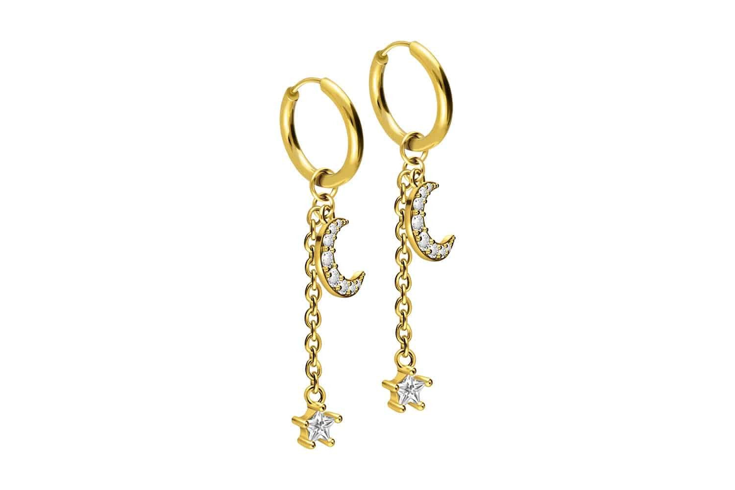 FILANGO Creolen-Set Chirurgenstahl Ohrclicker Creolen KRISTALLMOND günstig online kaufen