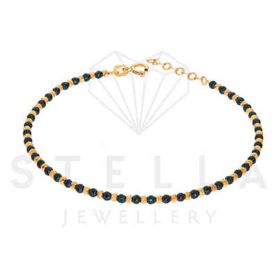 Stella-Jewellery Goldarmband »Onyx Armband mit 585er Rotgold Kugel« (inkl. Etui, Rotgold und Onyx Kugel), Pferd, Armkette, Goldarmband