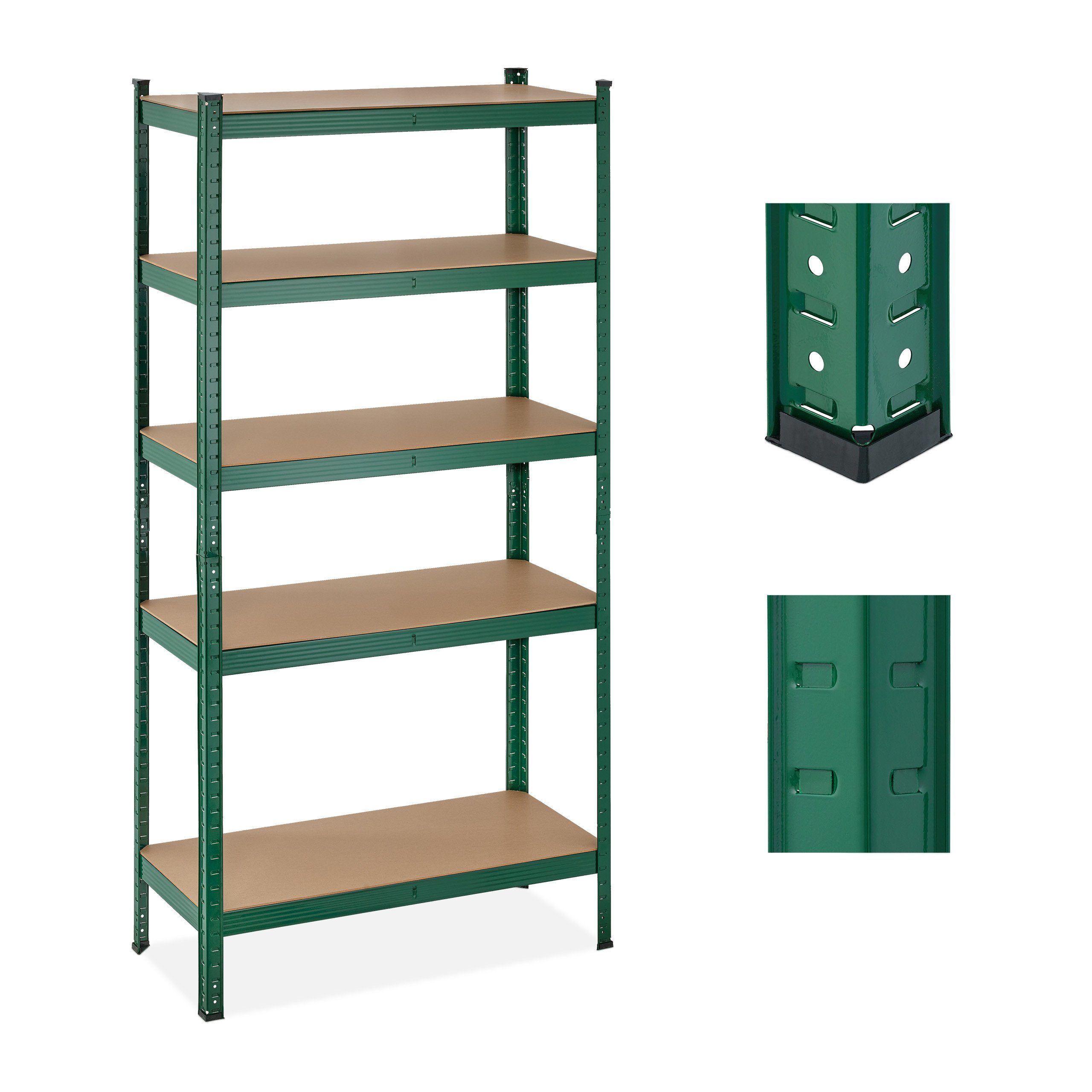 relaxdays Schwerlastregal Grünes Schwerlastregal mit 5 Ebenen günstig online kaufen