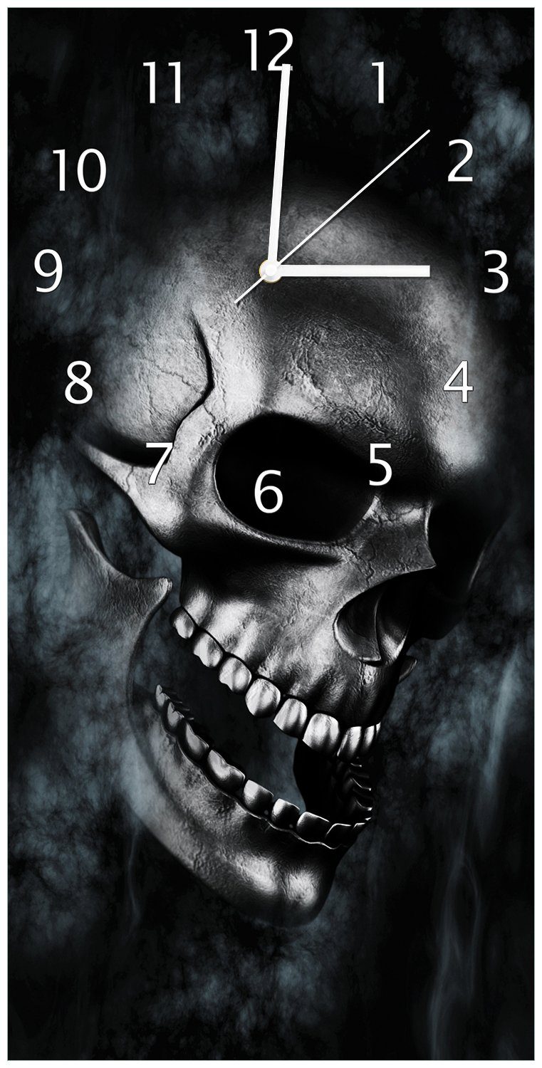 Wallario Wanduhr Rauchende Schädel (Glasuhr) günstig online kaufen