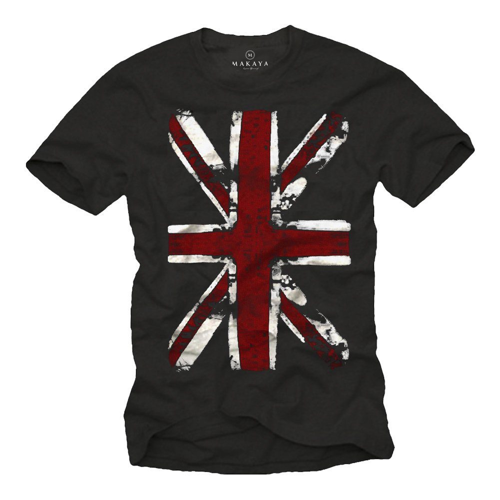 MAKAYA T-Shirt Union Jack Flagge UK Fahne United Kingdom England King Queen aus Baumwolle