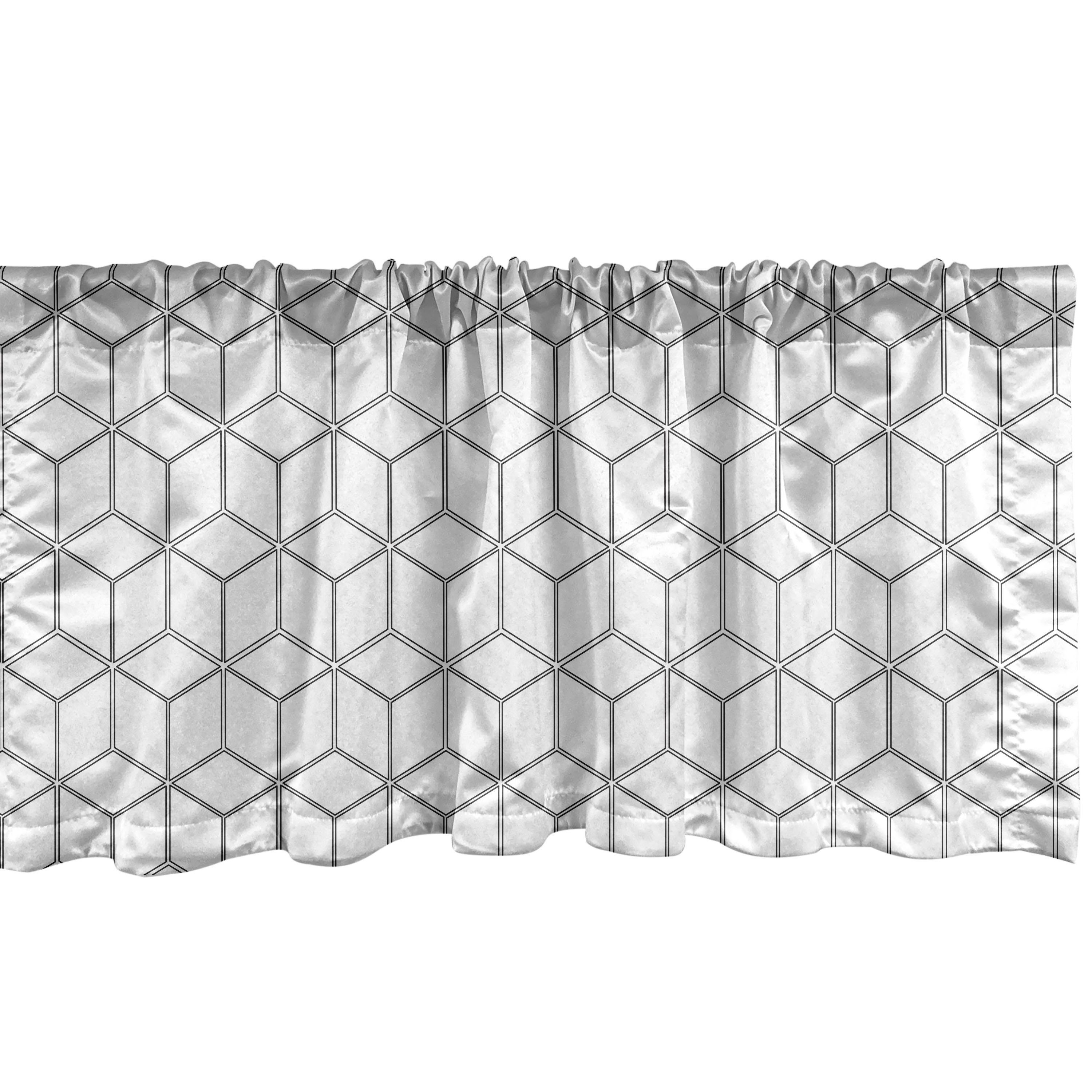 Form Volant Küche quadratische Abakuhaus, für Geometrische Scheibengardine Schwarz-Weiss Microfaser, Schlafzimmer Vorhang mit Dekor Stangentasche,