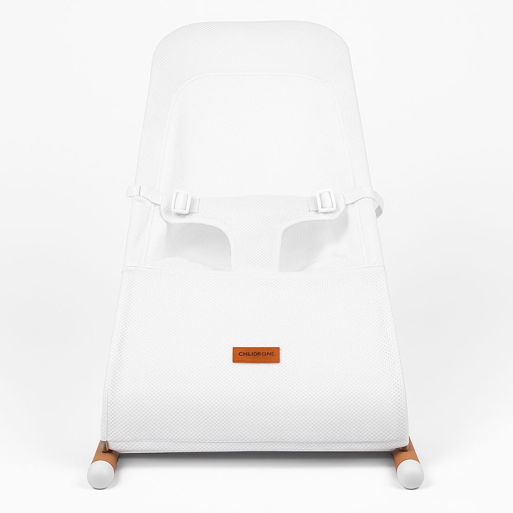 CHILDHOME Baby Bouncer, Baby Bouncer Rocking Chair Infant Baby Swing Wood Steel White