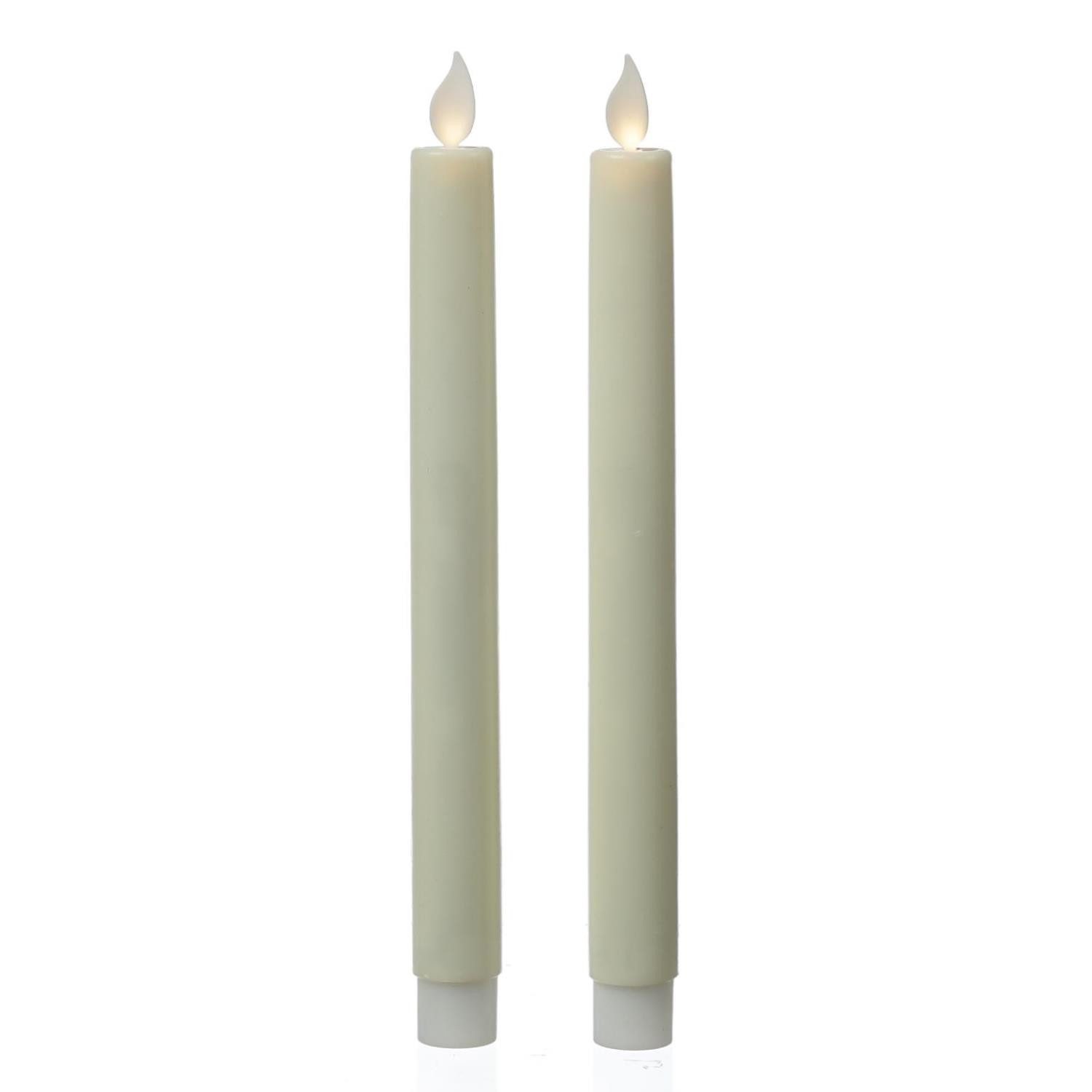 LED-Kerze LED Stabkerzen Tafelkerzen bewegliche Flamme H: 24cm 2er Set creme