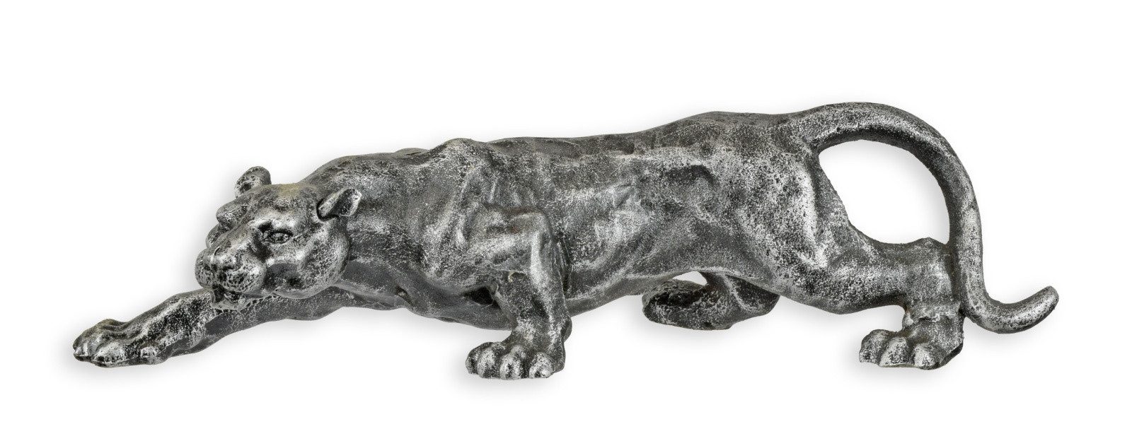 Aubaho Dekoobjekt Figur Panther aus Gusseisen Farbe Altsilber Replikat Retro Design Dek