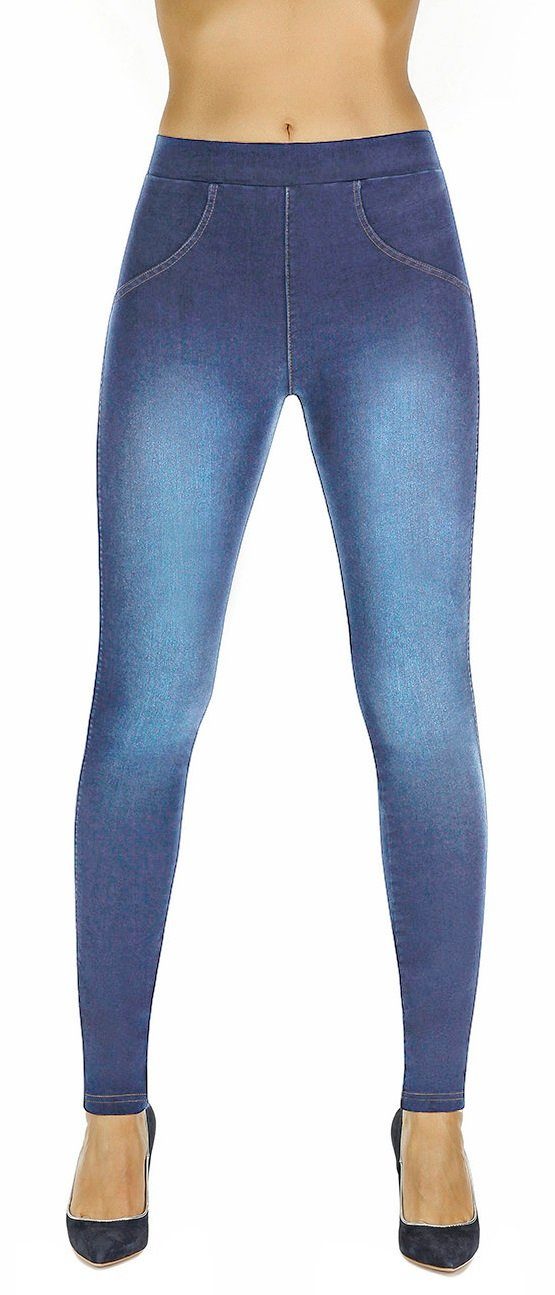 Bas formend Jeans-Optik Shape Shapingleggings hellblau modellierend Bleu