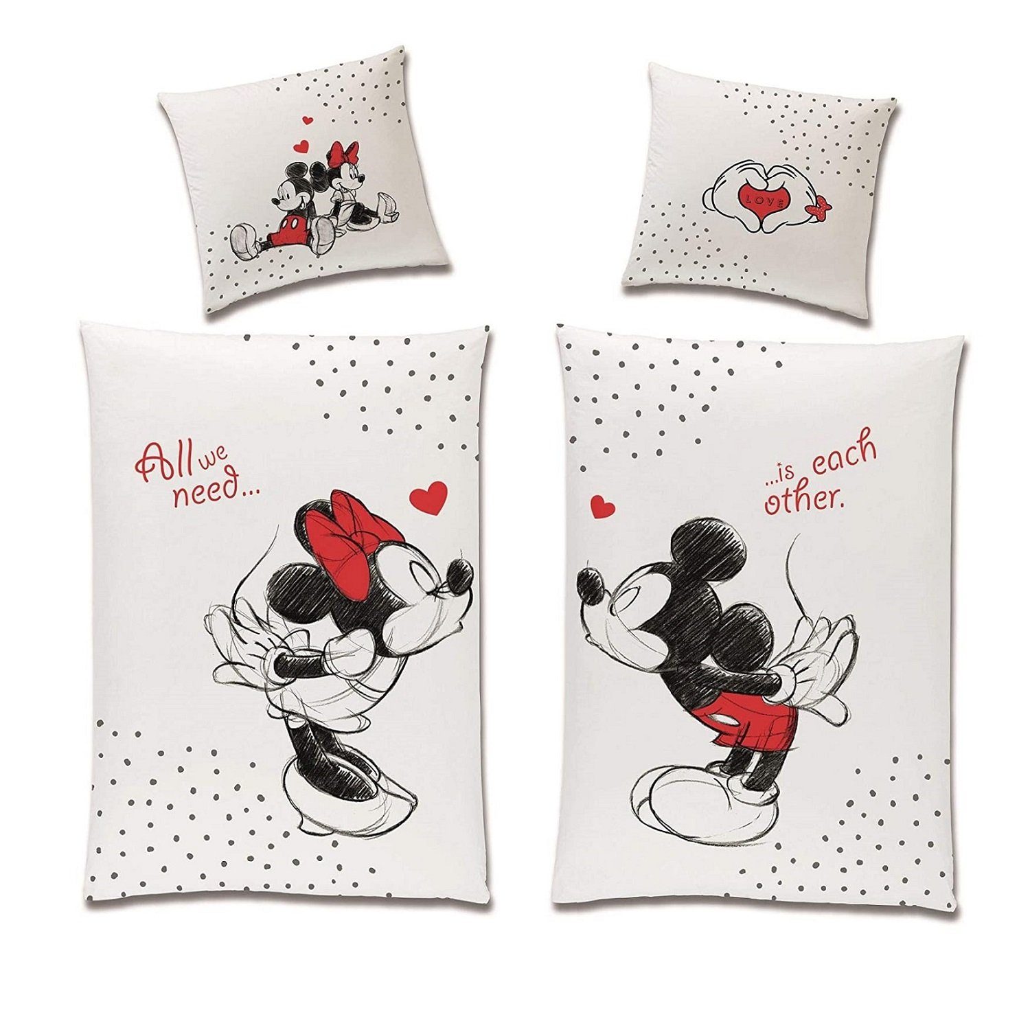 Familando Partnerbettwäsche Mickey & Minnie Mouse "In Love" 135x200 80x80 c günstig online kaufen